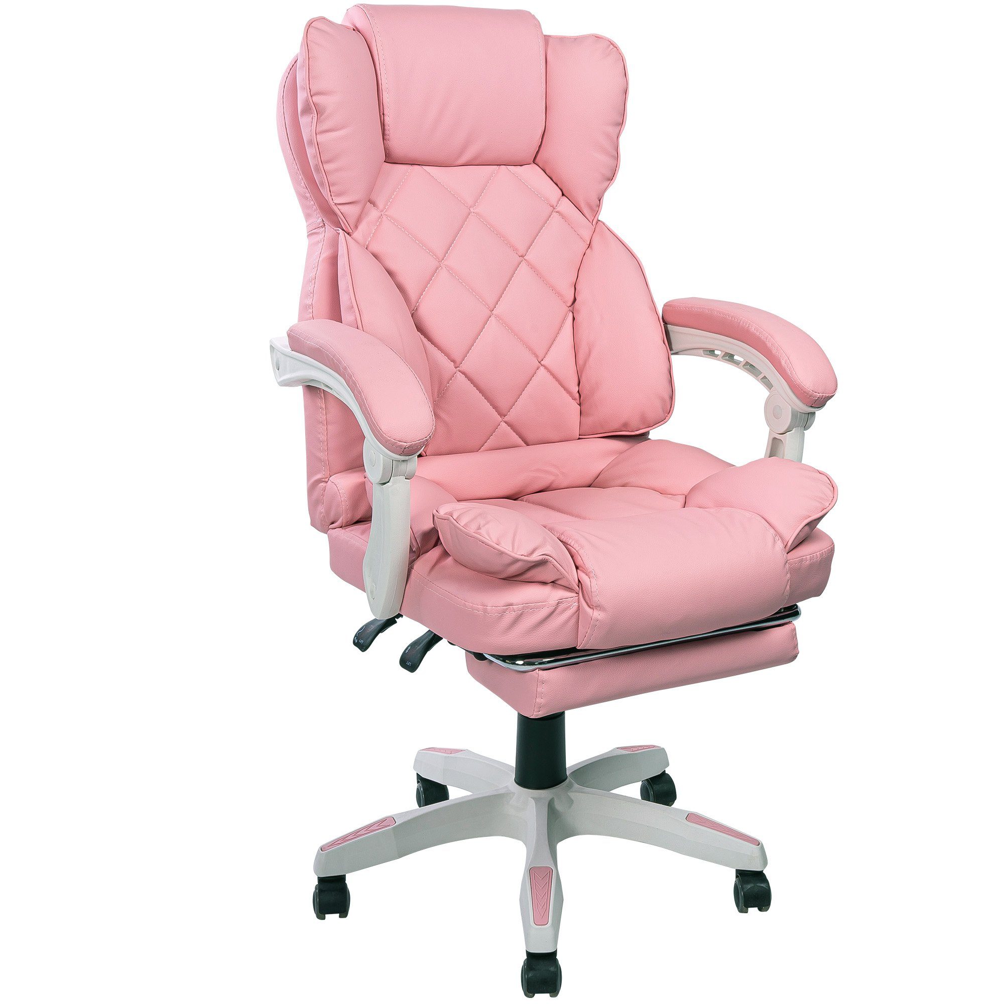 TRISENS Chefsessel Sokrat (1 Stück), Bürostuhl mit Fußstütze und Polsterung Home Office Chair in Lederoptik Rosa