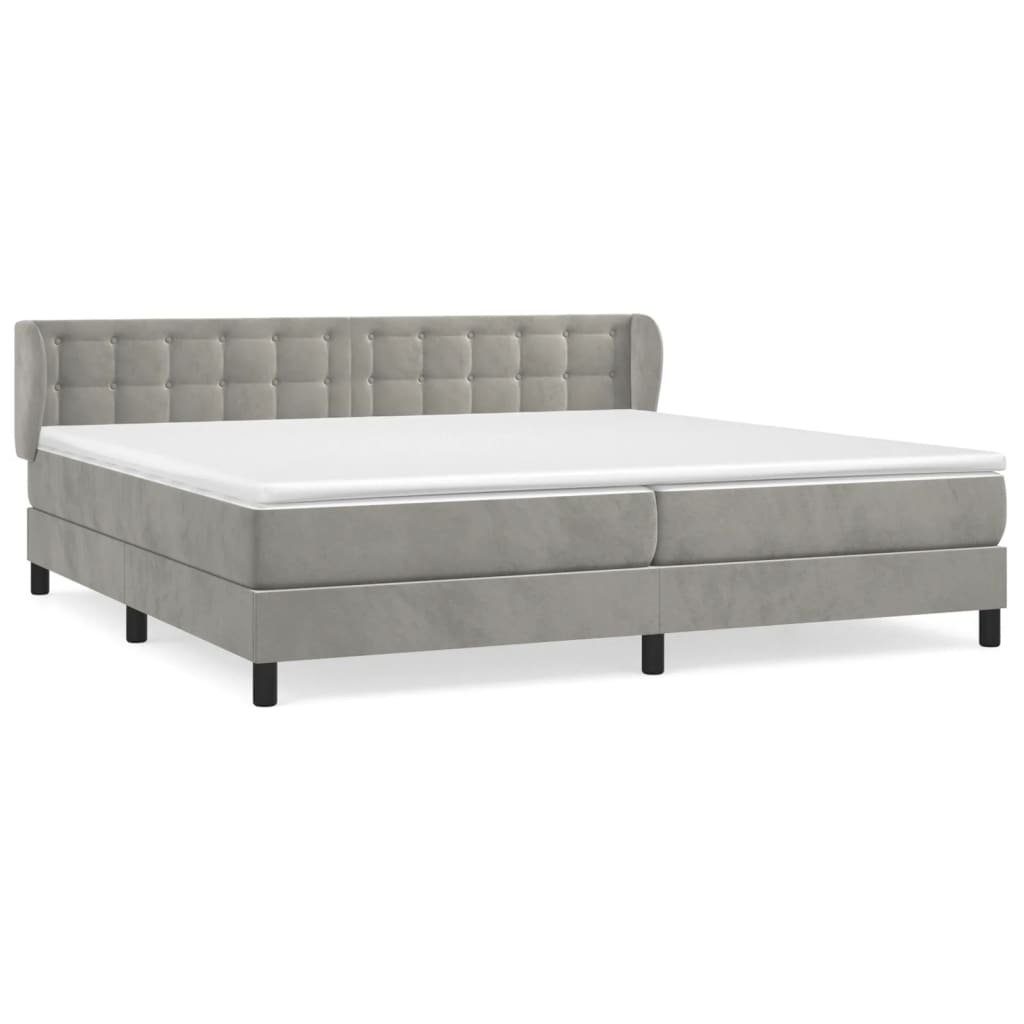 vidaXL Boxspringbett 200 x 200 cm Boxspringbett mit Matratze Hellgrau 200x200 cm Samt Bett