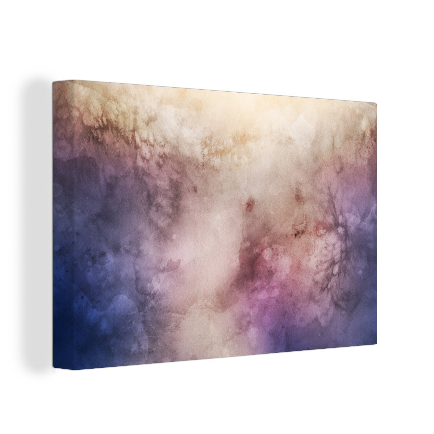 OneMillionCanvasses® Leinwandbild Aquarell - Braun - Lila - Alte Rose, (1 St), Wandbild Leinwandbilder, Aufhängefertig, Wanddeko, 30x20 cm