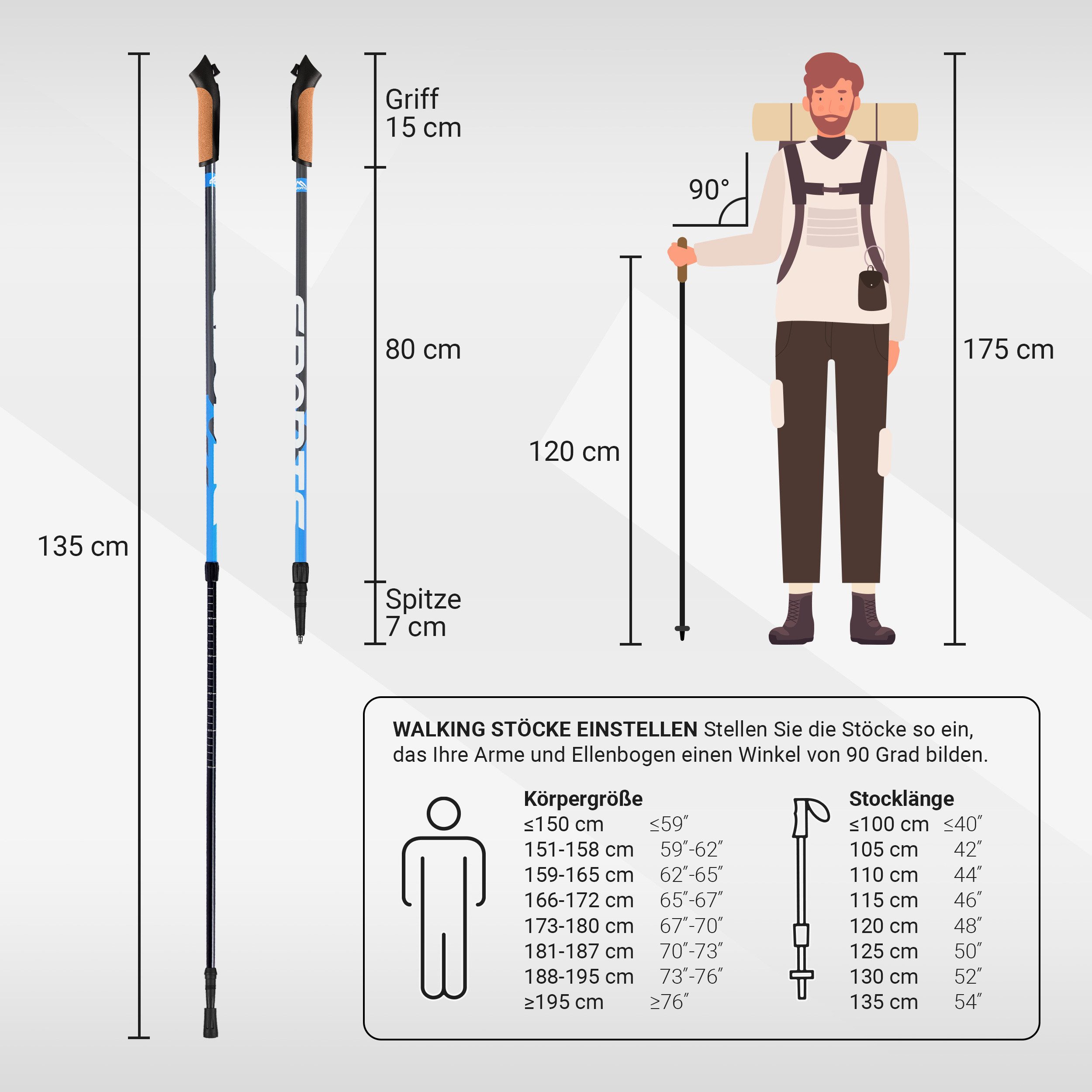MSports® Nordic-Walking-Stöcke Nordic Walking Stöcke - Superleicht - Walking Sticks