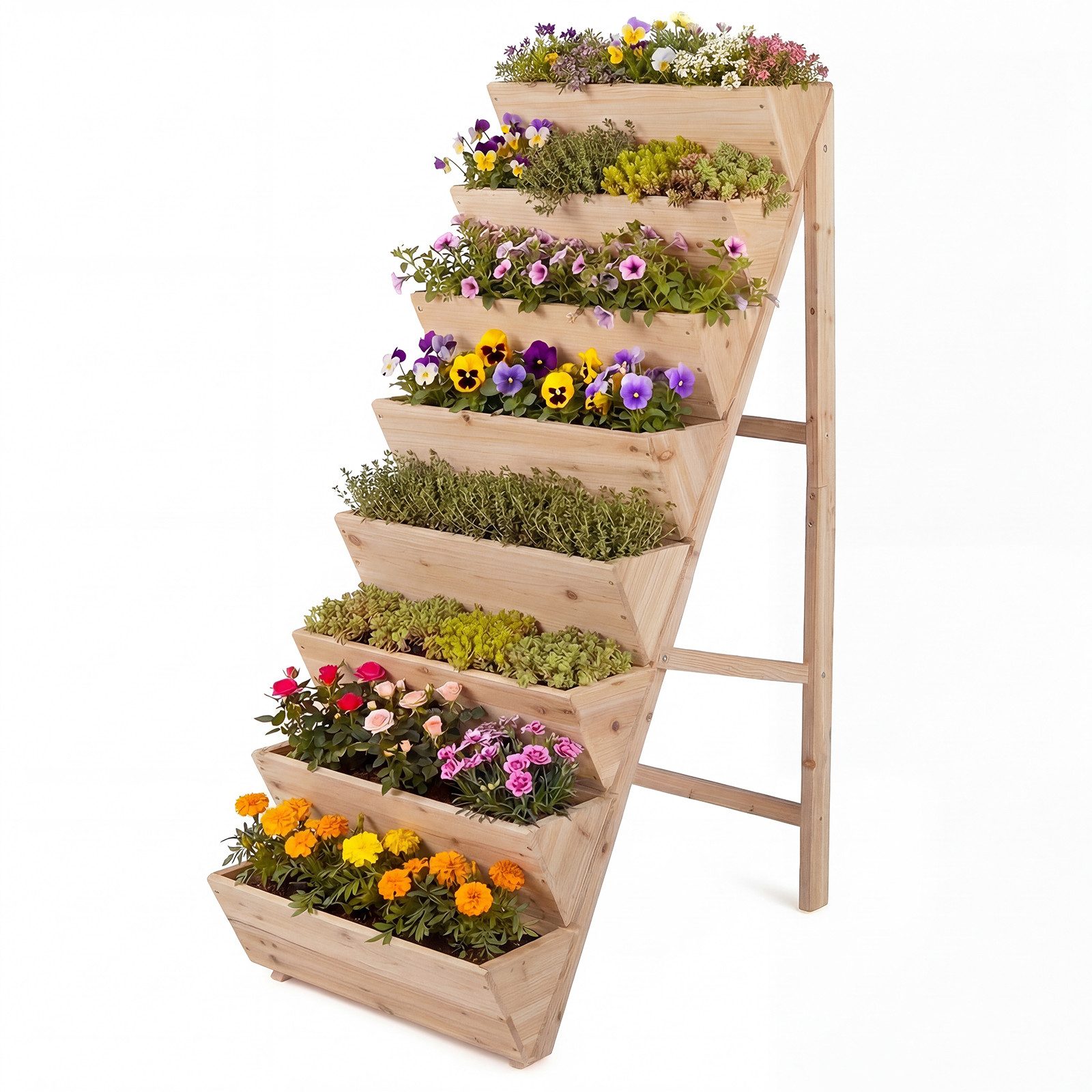 COSTWAY Blumenkasten (1 St), vertikales Hochbeet, Blumenbeet, Pflanzkästen, Holz