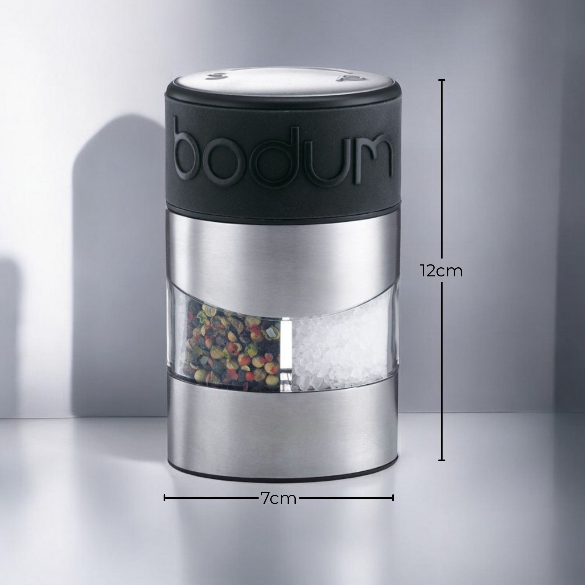 Bodum Salzmühle Bodum TWIN Salz- und Pfeffermühle Gewürzmühle 12 cm Schwarz