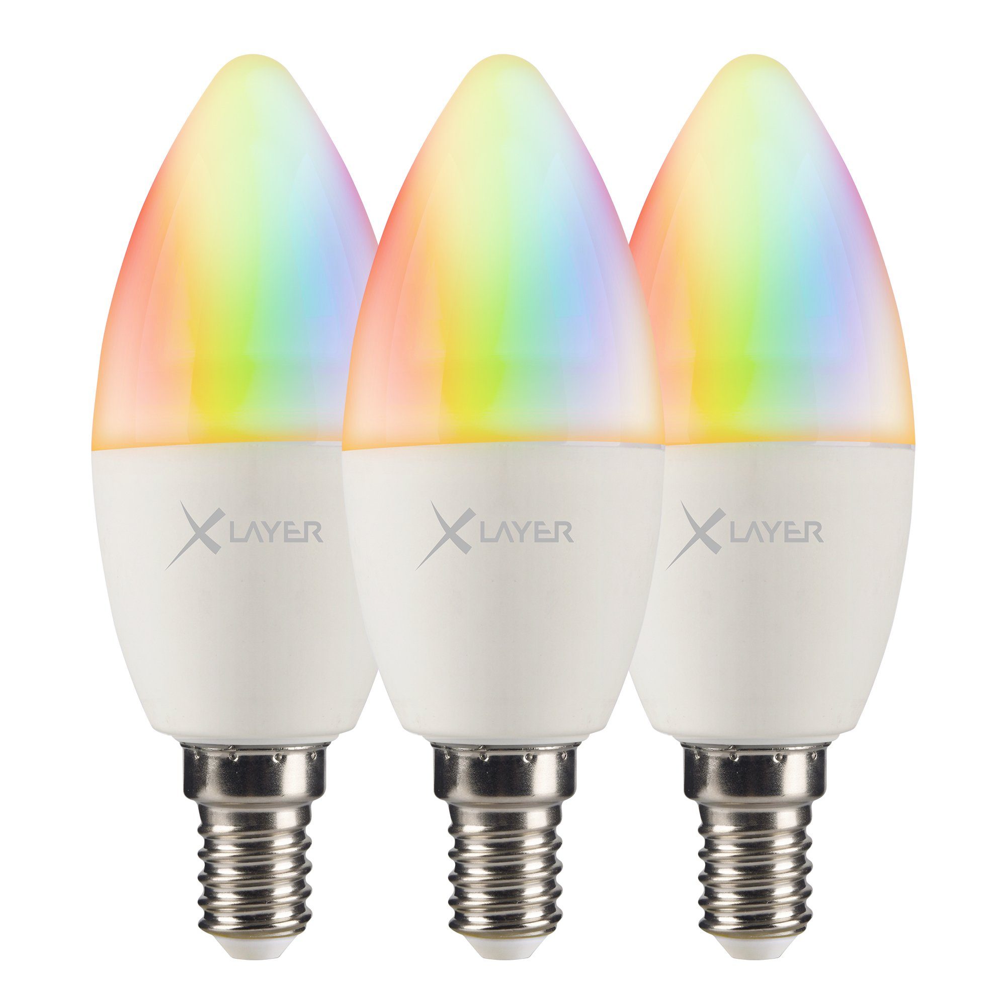 Dimmbar 3er Pack XLAYER WLAN E14 Smarte Lampe LED Mehrfarbig LED-Leuchte Echo Smart 4.5W