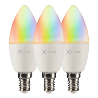 XLAYER Smarte LED-Leuchte WLAN LED Lampe Smart Echo E14 4.5W 3er Pack Mehrfarbig Dimmbar