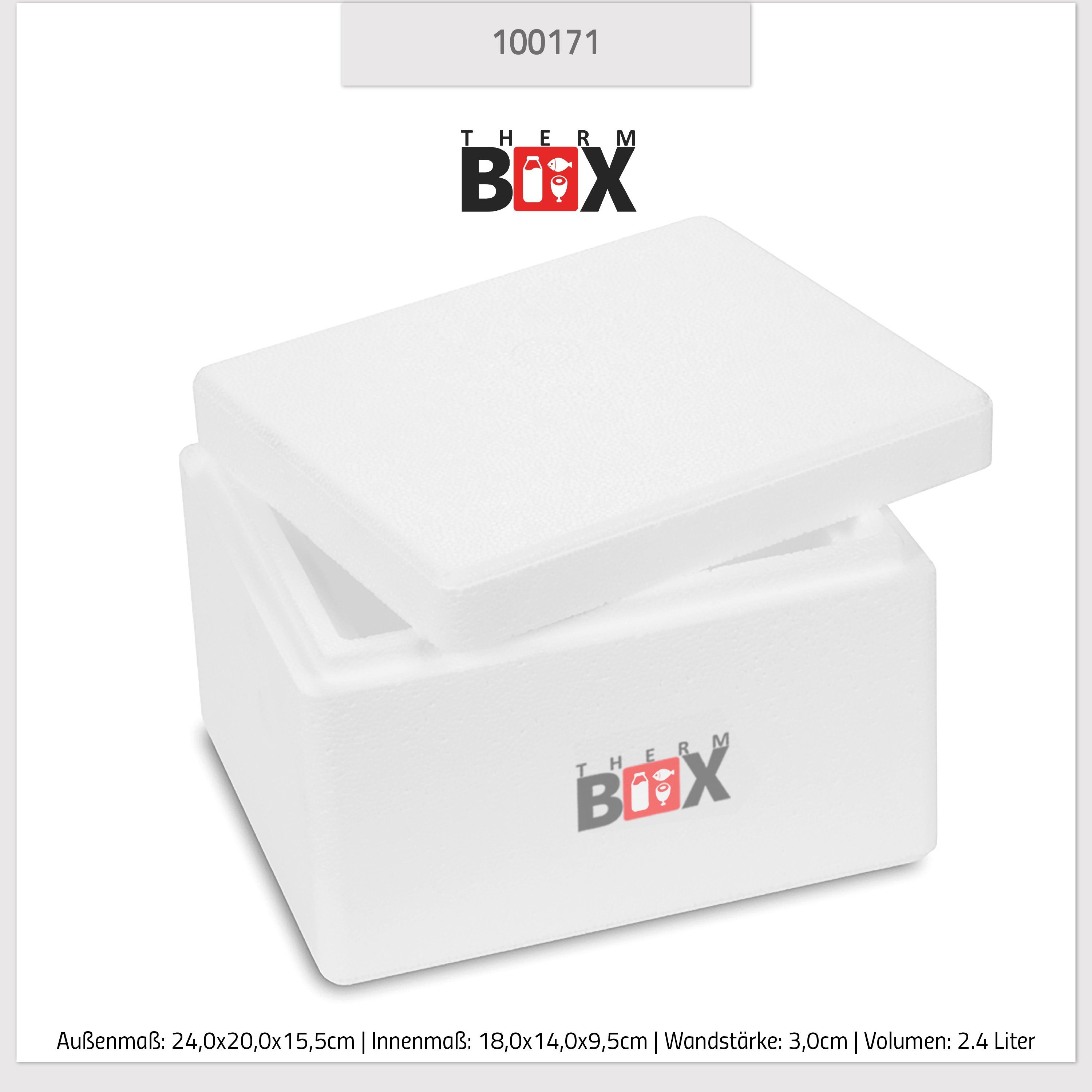 mit Kühlbox Volumen: Thermobox Deckel Innen: 2,4L, 18x14x9cm, Styropor-Verdichtet, Isolierbox (1, Thermobehälter Box Karton), 2W, Styroporbox 0-tlg., im THERM-BOX