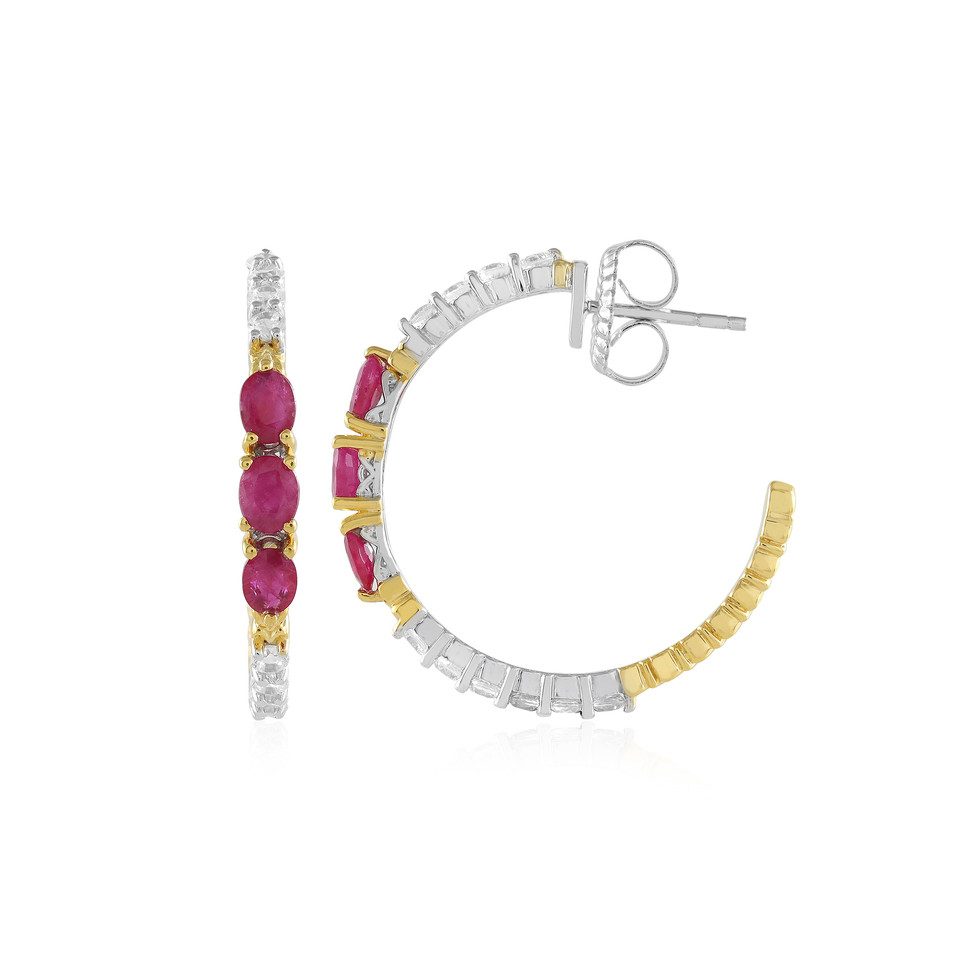 Cavill Ohrring-Set Ohrringe aus Sterlingsilber mit burmesischem Rubin (2-tlg)