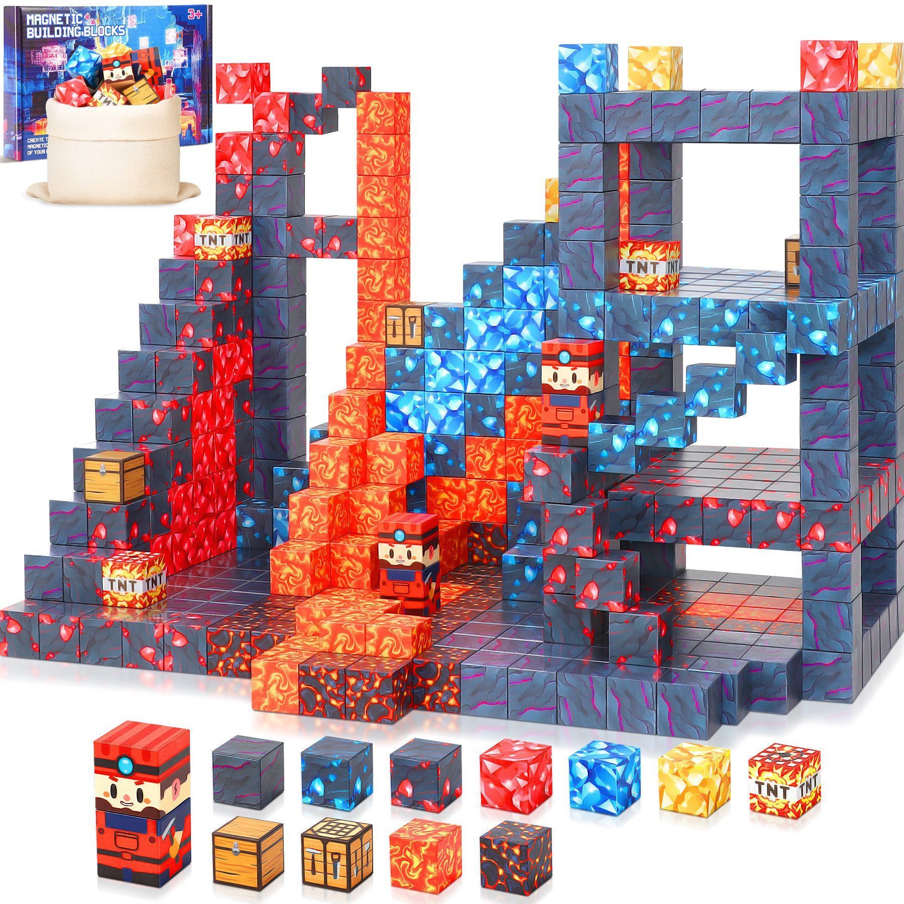 POPOLIC 54-teiliges Konstruktionsspielzeug, Baue ein Magnetwelt-Set Magnets günstig online kaufen