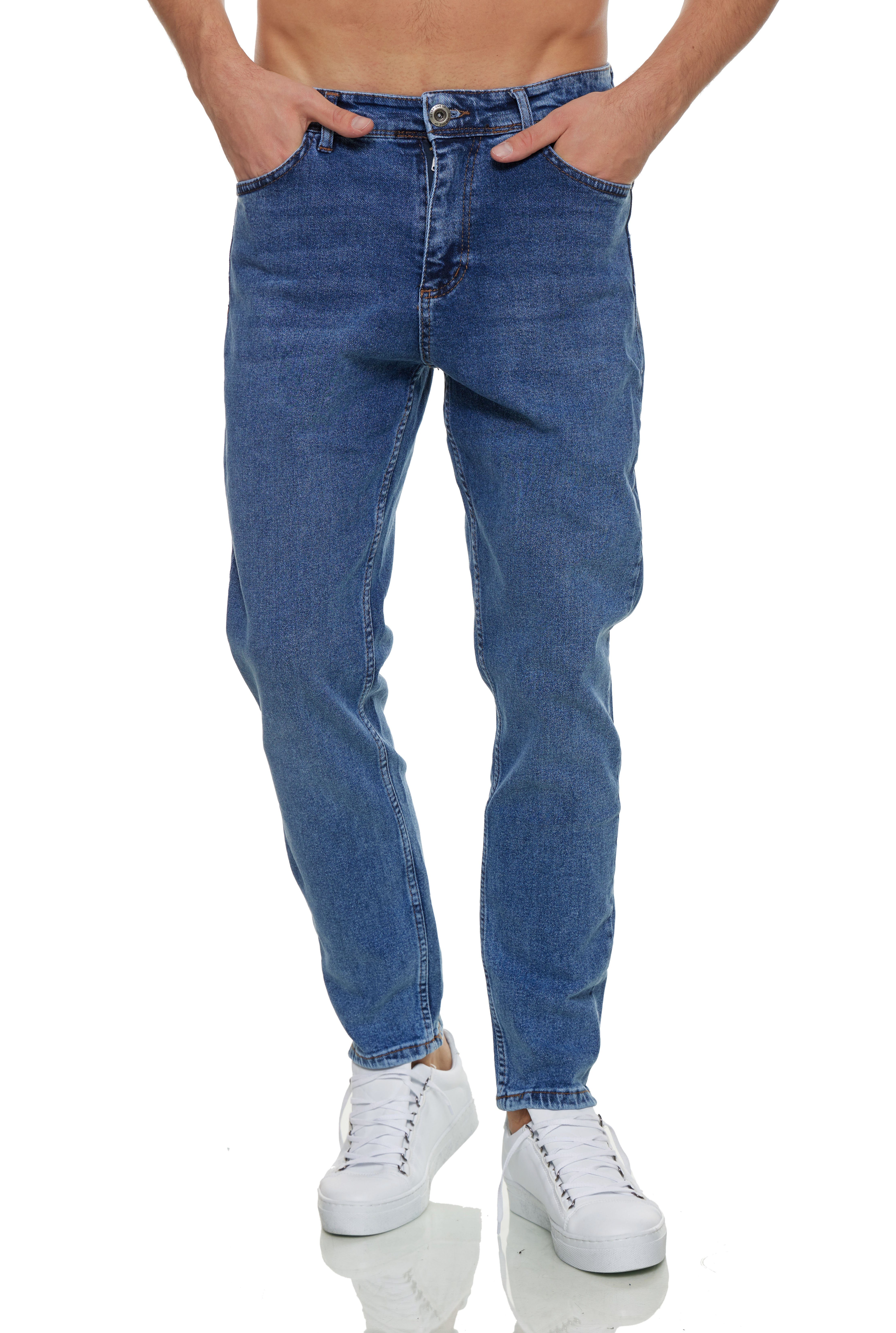 Denim House MOM-Fit Basic Jeans Stretchdenim Loose-fit-Jeans Herren einfarbig