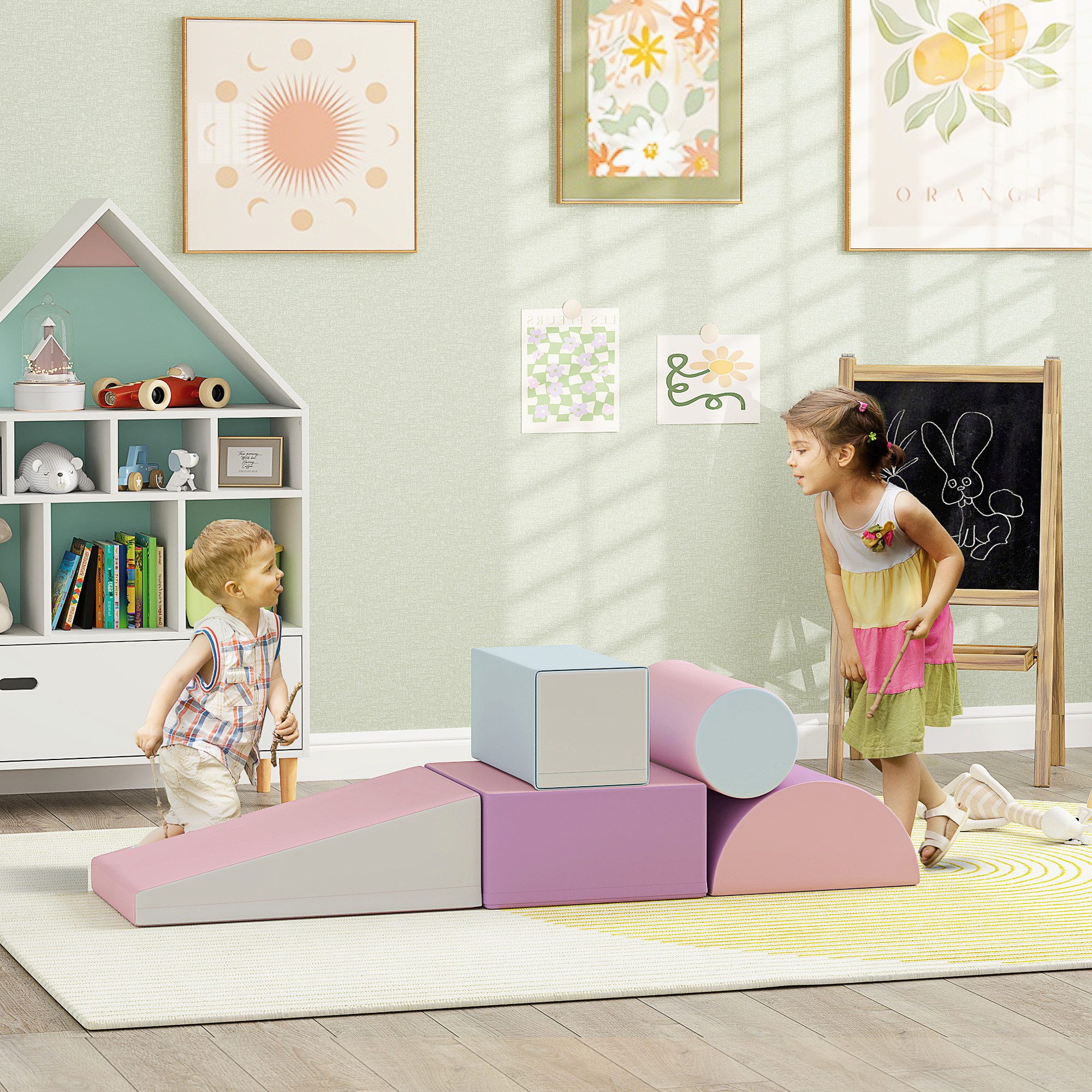 HOMCOM 5er-Set Bauklötze Bauspielzeug zum krabbeln, günstig online kaufen