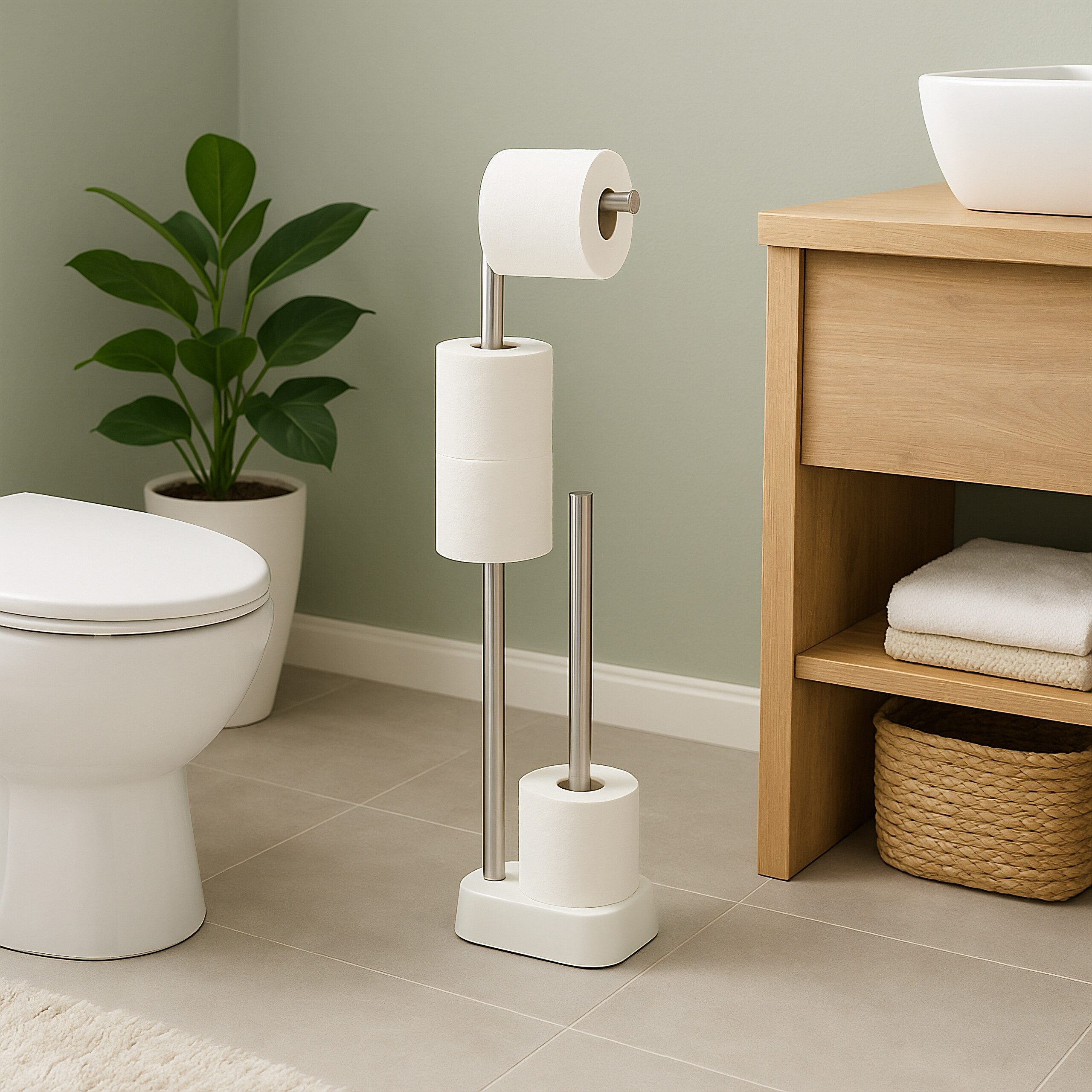 relaxdays WC-Garnitur Edelstahl, (3-tlg), weiß günstig online kaufen