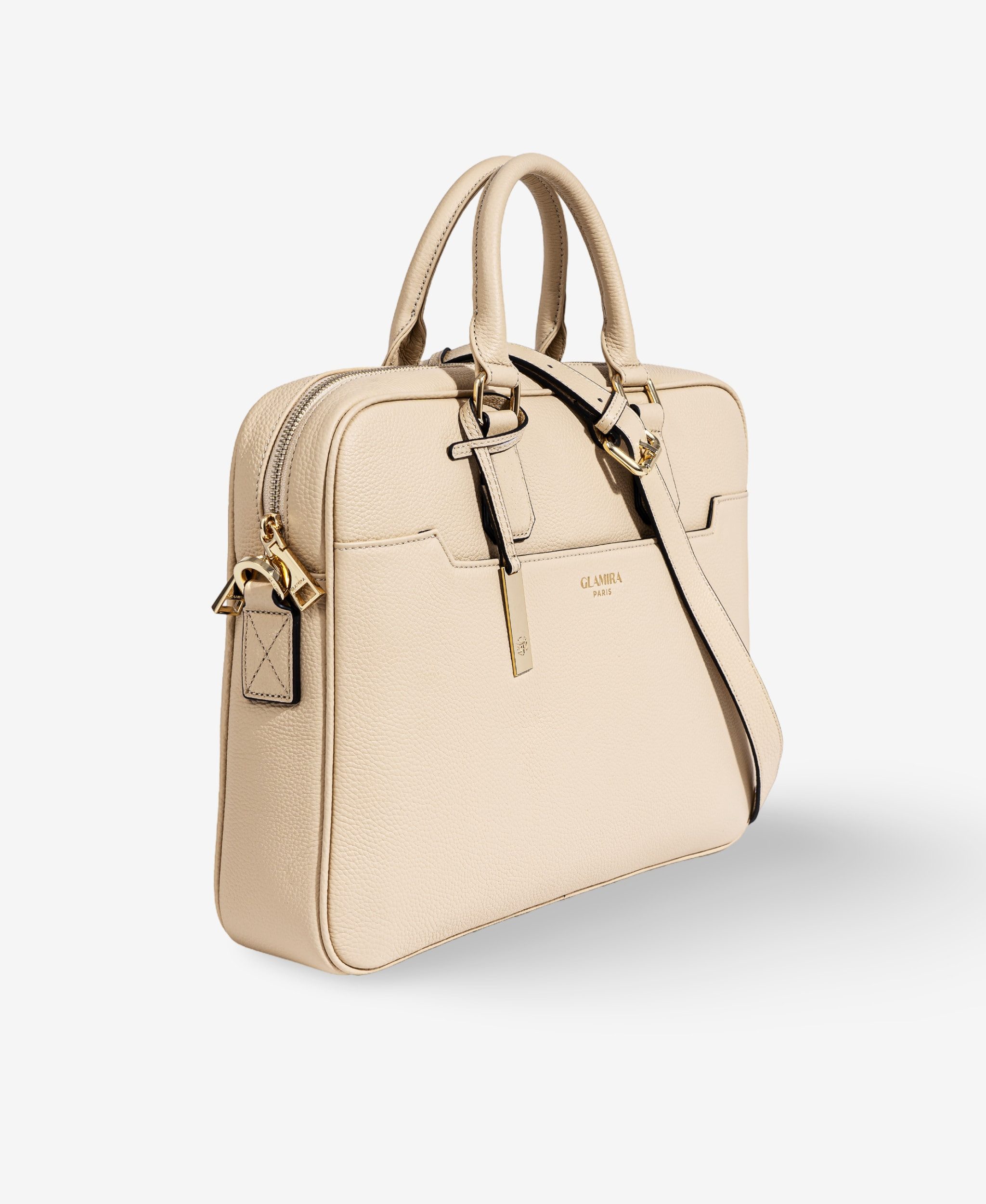GLAMIRA Laptoptasche Lysandra Beige Aktentasche (1-tlg), echt Leder, mit abnehmbarem Schultergurt
