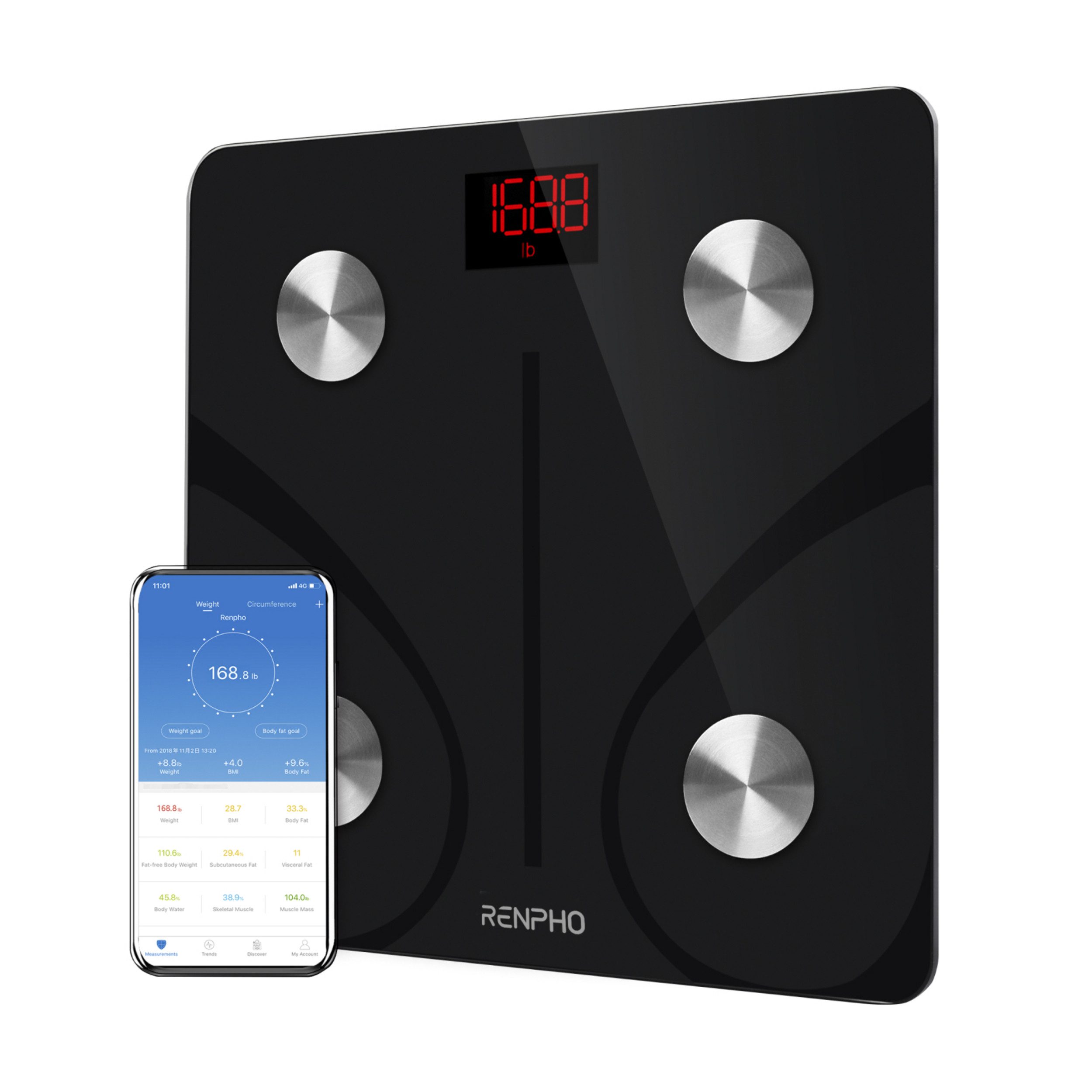 RENPHO Personenwaage Renpho Body Scale Elis 1 Schwarz