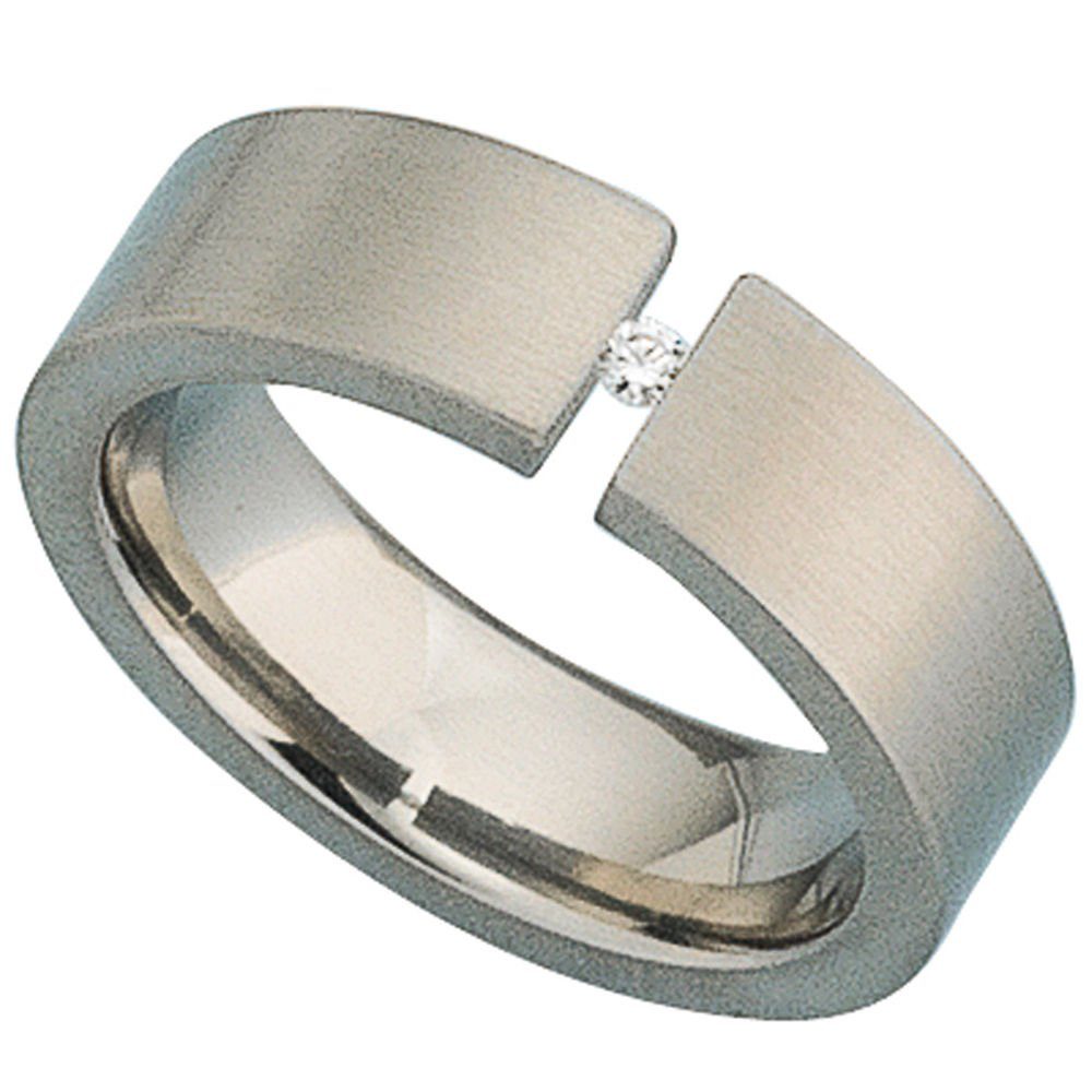 Schmuck Krone Solitärring Ring für Damen, Titan, Diamant, Titanring