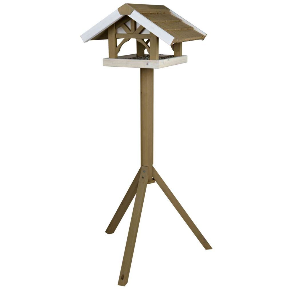 TRIXIE Vogelhaus Stehendes Vogelfutterhaus - grau/weiß - 45 × 28 × 44 cm/1,25 m