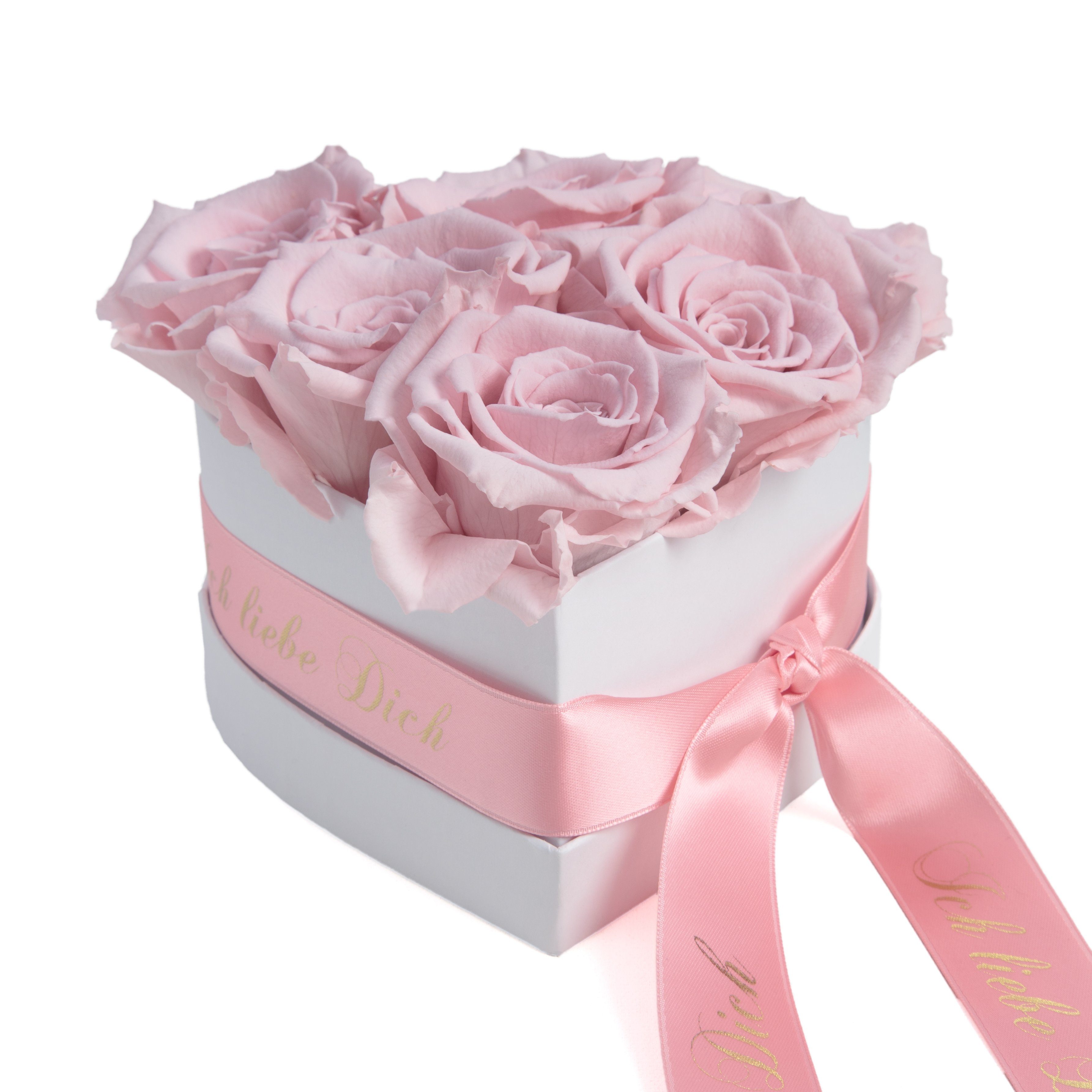 Kunstblume Infinity Rosenbox Herz 6 ewige Rosen Ich liebe Dich Geschenk Frau Rose, ROSEMARIE SCHULZ Heidelberg, Höhe 10 cm, Valentinstag Geschenk Frau Herz