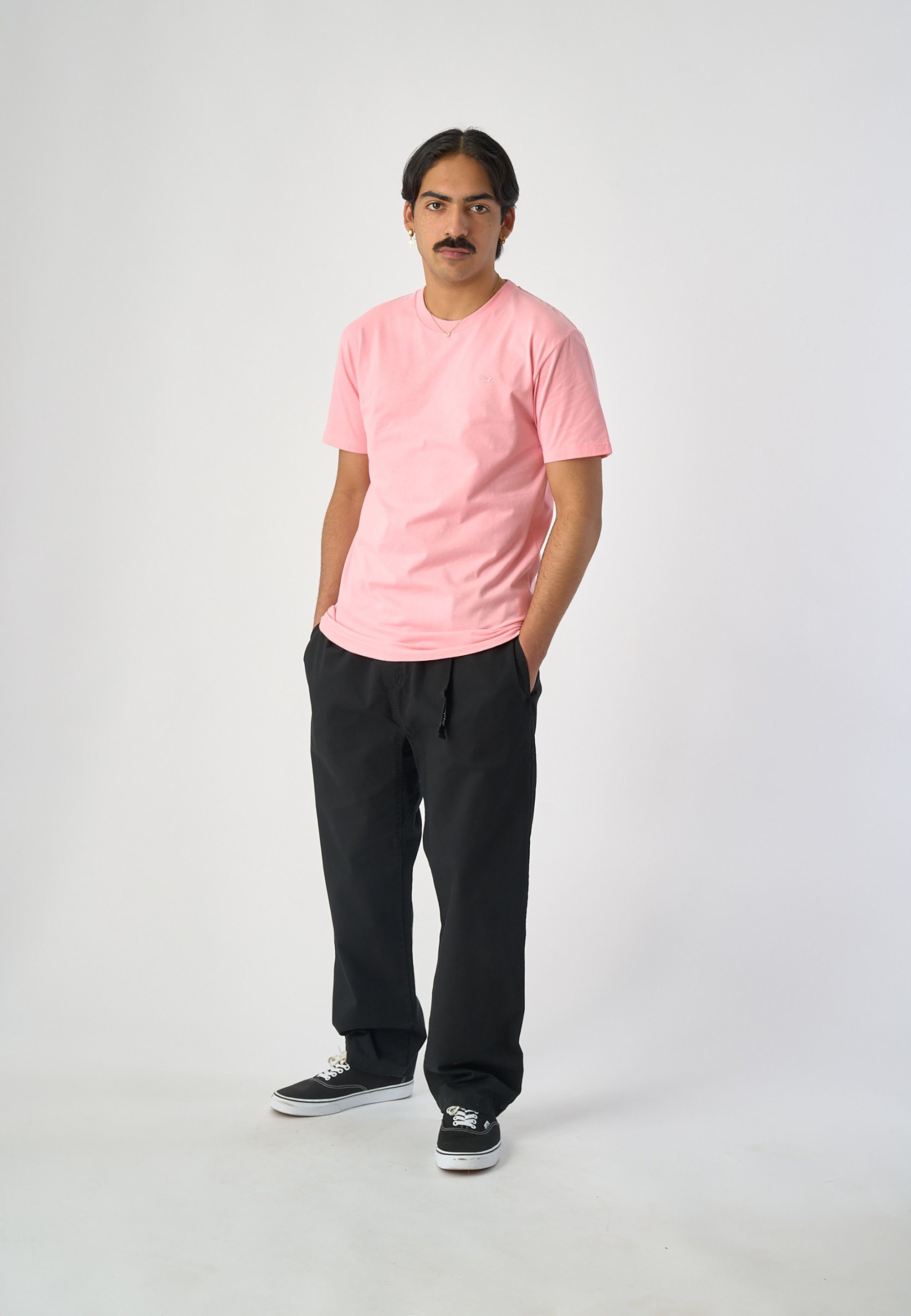 Cleptomanicx T-Shirt Ligull Logo-Stickerei kleiner rosa (1-tlg) mit Regular