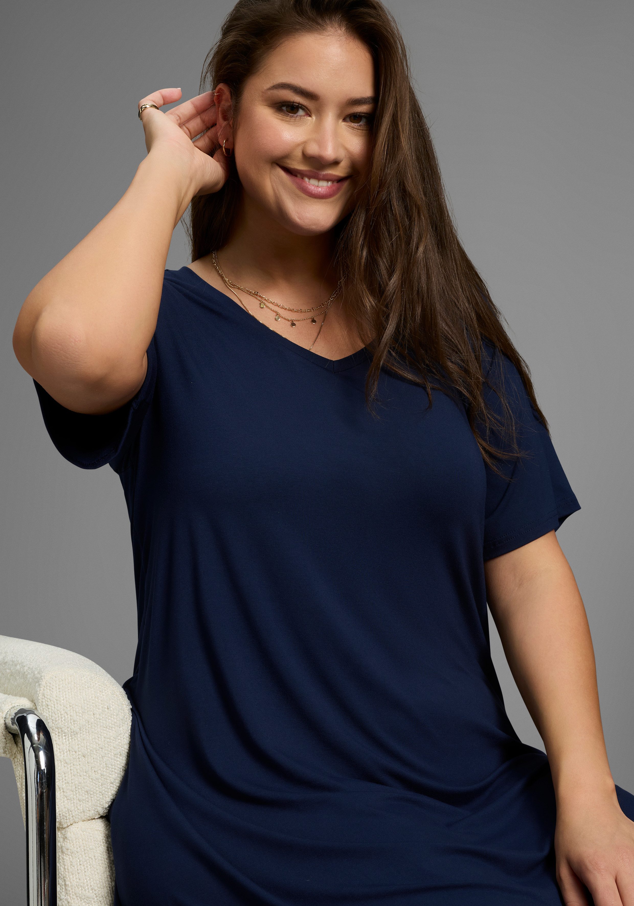Laura Scott CURVE Jerseykleid Große Größen in leicht ausgestellter, fließender Form – Bild 4 von 5