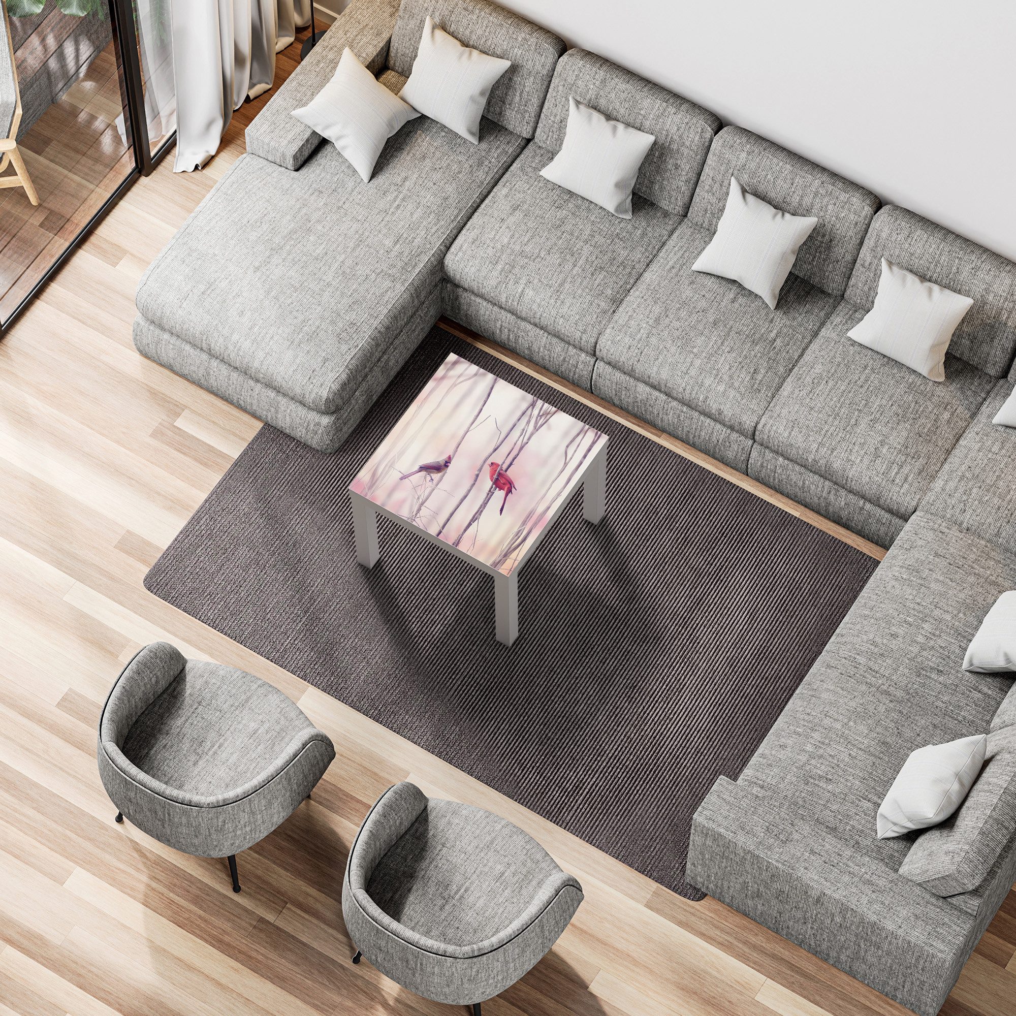 DEQORI Couchtisch 'Gefiederte Freunde', Glas Beistelltisch Glastisch modern