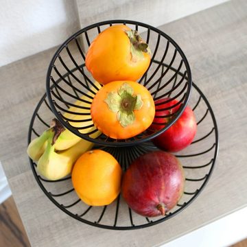 bremermann Obstschale Obst Etagere, Obstschale, Drahtkorb rund, Ø ca. 18 und 30 cm, schwarz