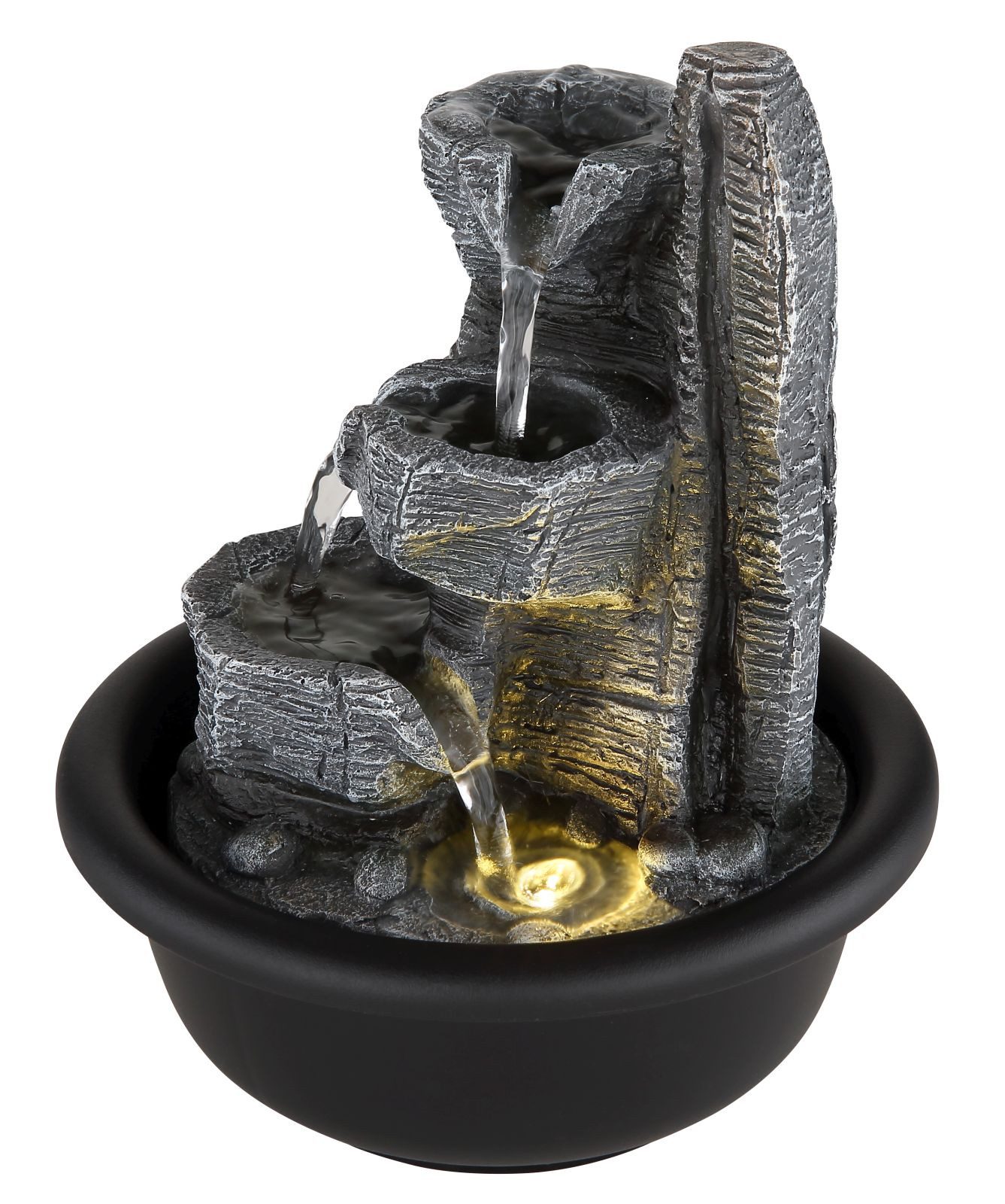 Tischleuchte Zimmerbrunnen mit Beleuchtung und Wasser Tischbrunnen Kaskaden