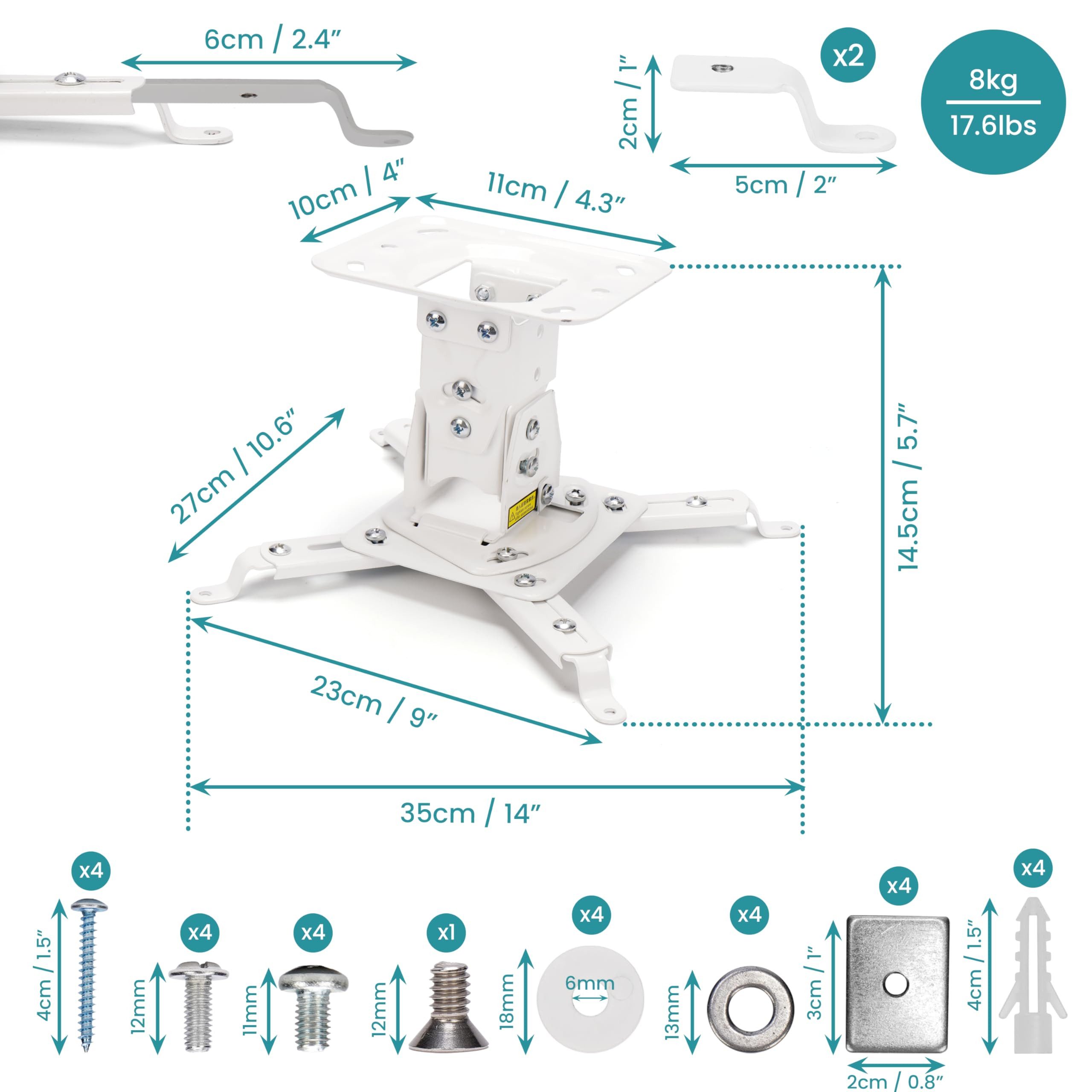 Belle Vous Dekoobjekt Belle Vous Weiße Universal Beamer Halterung Decke - H günstig online kaufen