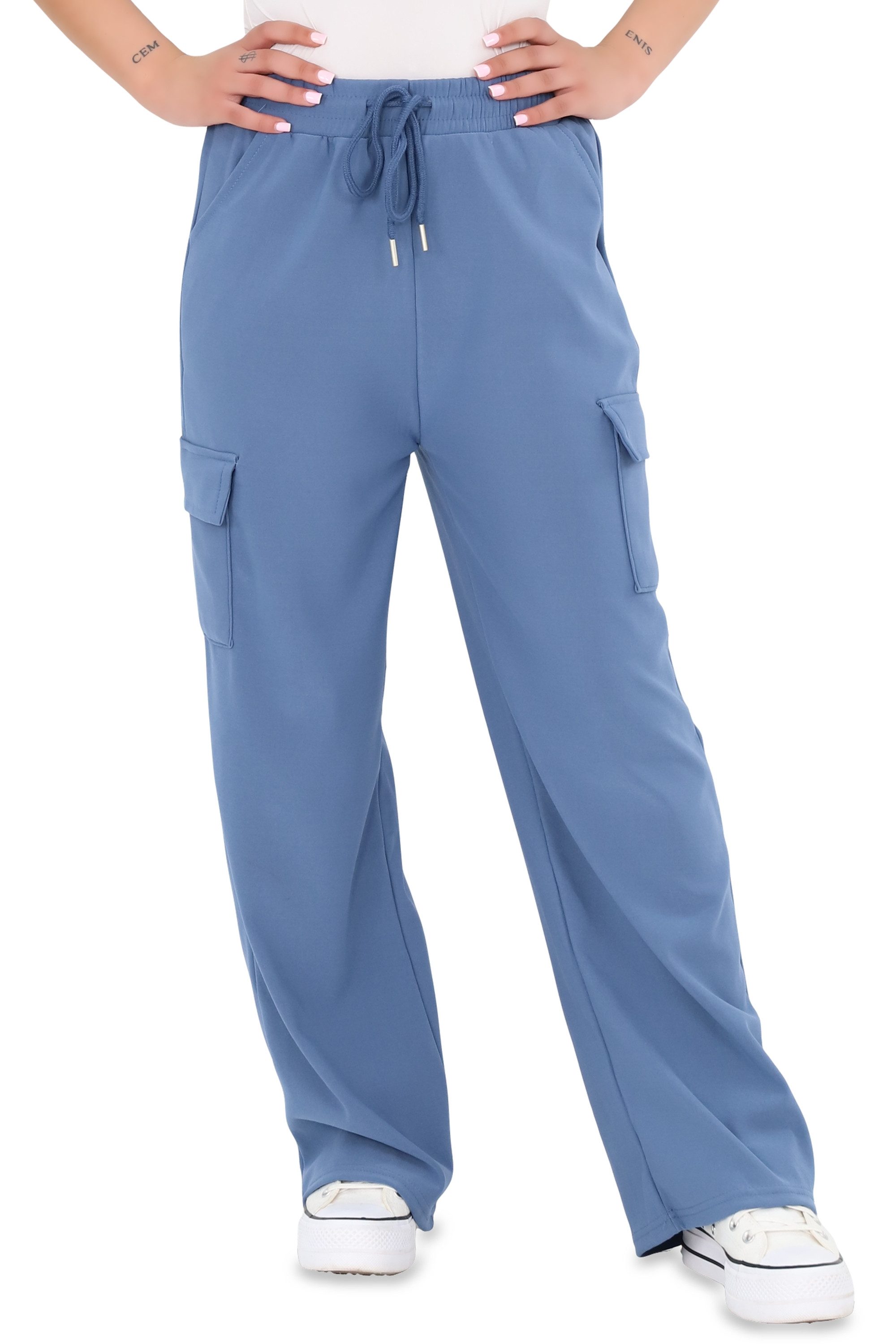 malito more than fashion Jogginghose malito Damen Jogginghose mit geradem Beinabschluss und Seitentaschen Freizeithose Sweathose Cargohose Loose Fit mit Seitentaschen 10992