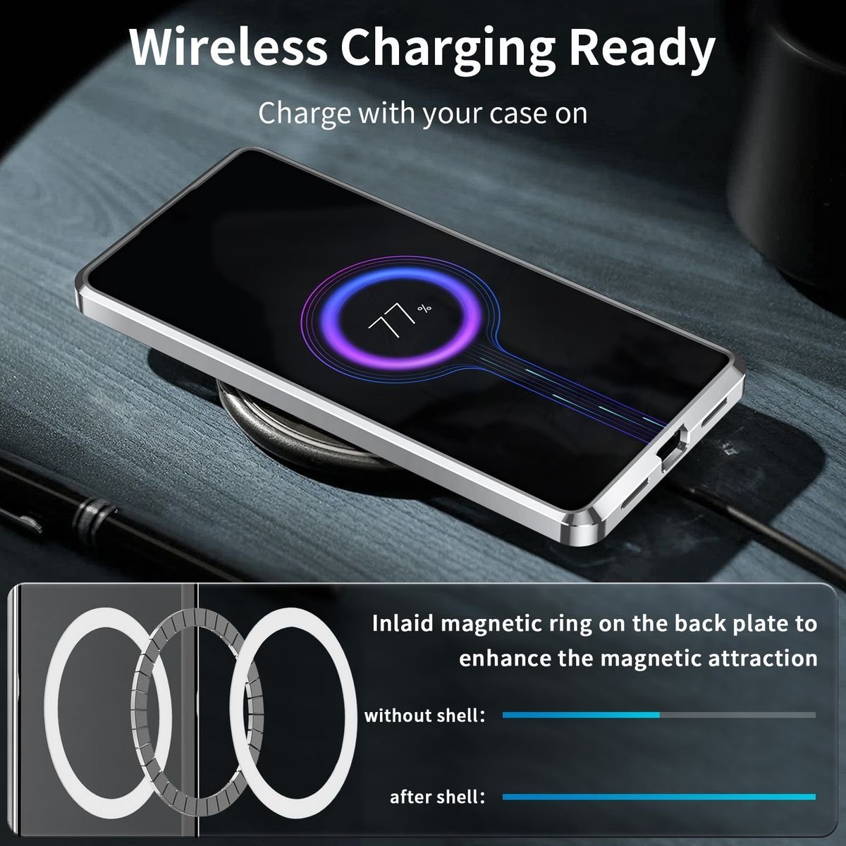 Wigento Handyhülle Für Google Pixel 8 Pro MagSafe Magnetic Frosted Metal Hülle Silber