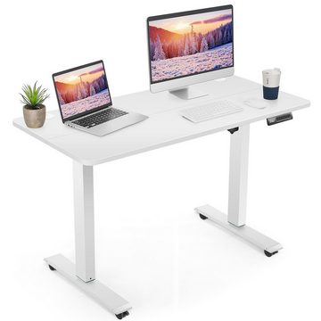 LUCKZON Computertisch, Elektrischer Höhenverstellbarer Schreibtisch, Computertisch, Ergonomischer Steh-Sitz Tisch, mit Haken und Rollen