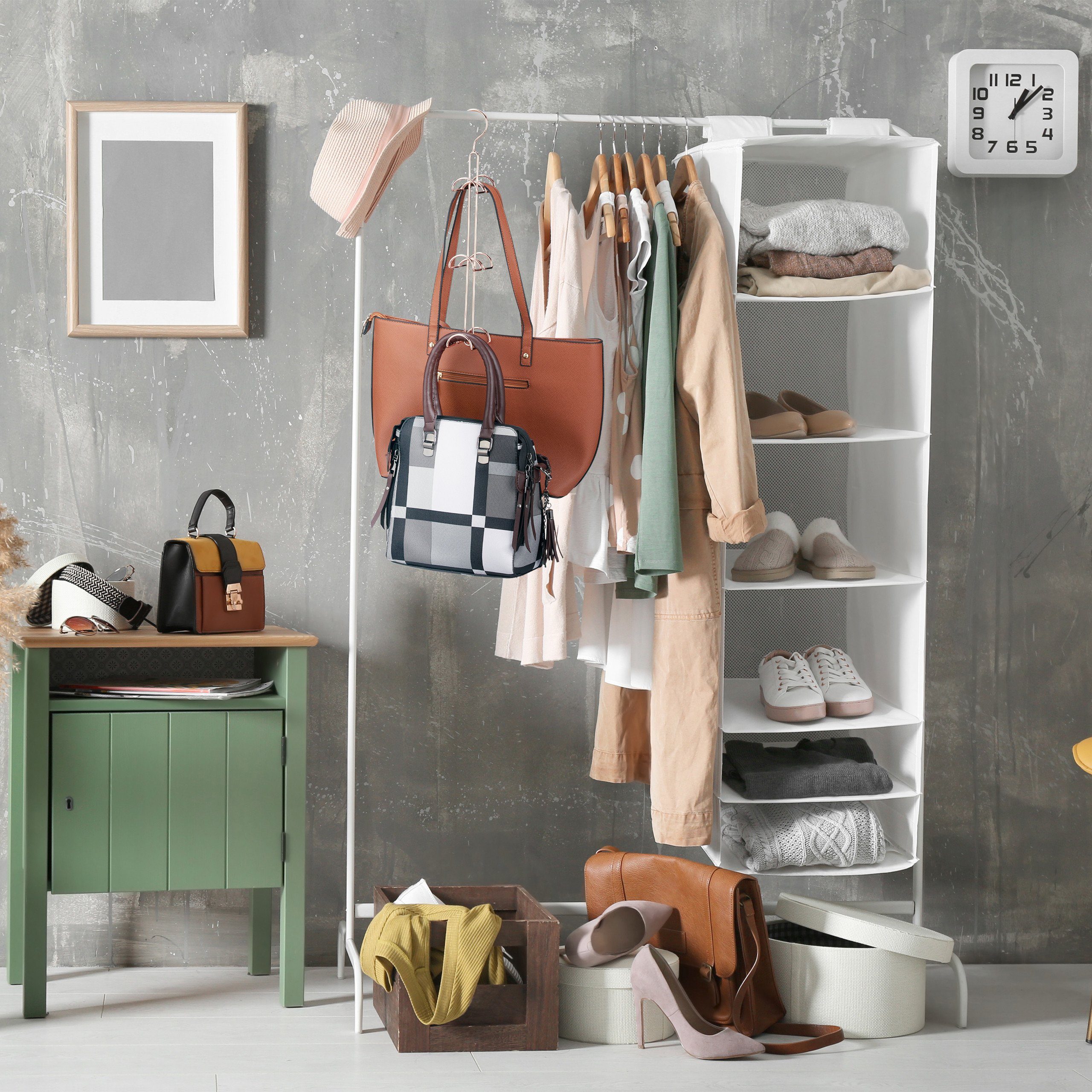 relaxdays Kleiderbügel Handtaschenbügel 6 Haken, Kupfer günstig online kaufen