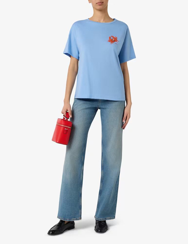 Liu Jo Shirtjacke - T-Shirt Damen - Blaues Shirt - Shirt mit Krabben-Motiv