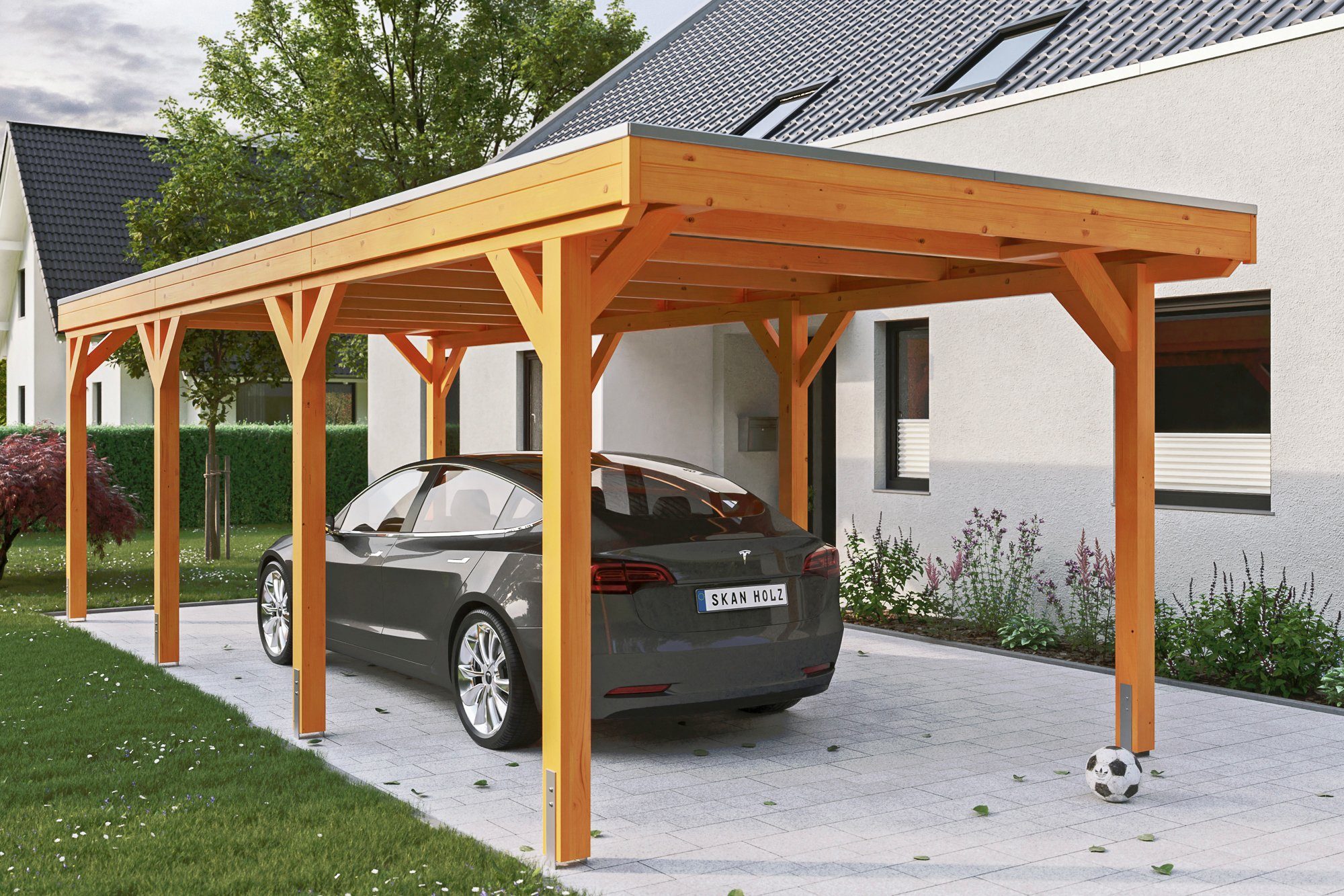 Skanholz Einzelcarport Grunewald, BxT: 321x796 cm, 289 cm Einfahrtshöhe, mit EPDM-Dach