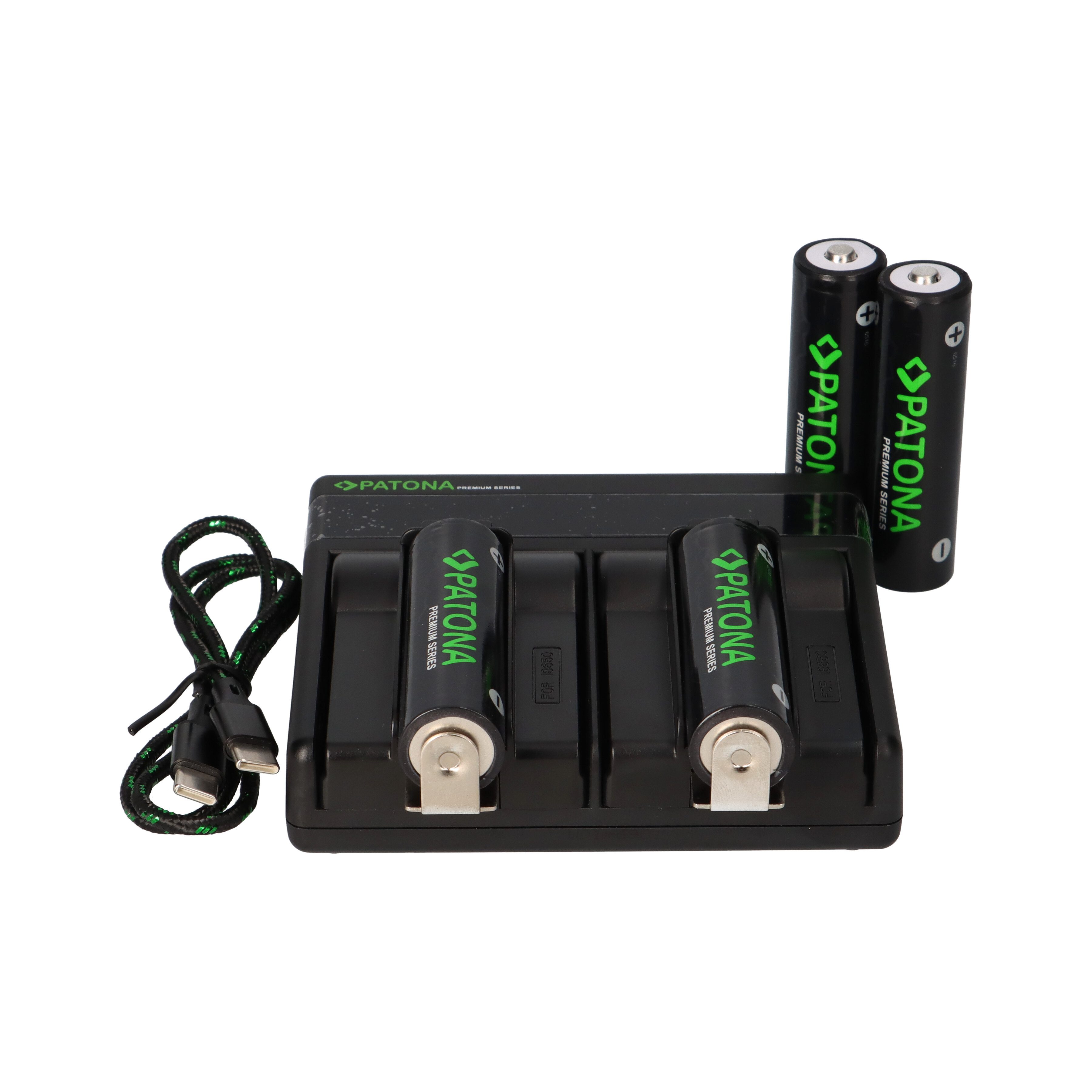 Patona Premium Dual PD Performance Ladegerät + 4 Premium 18650 Zellen Akku