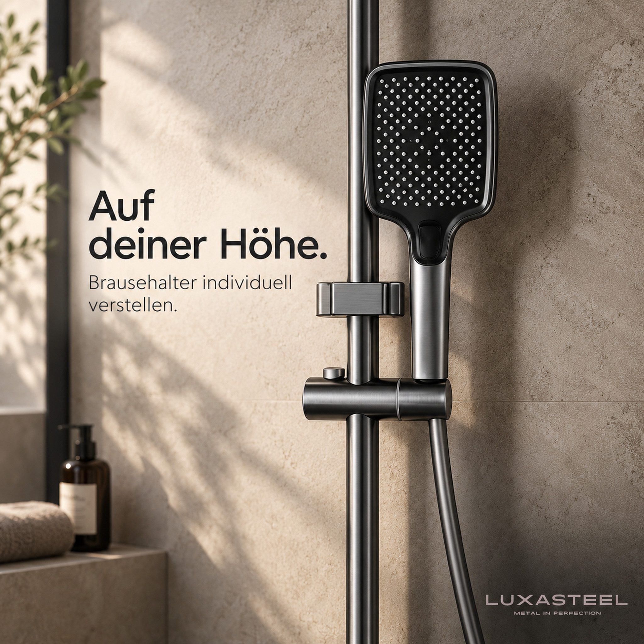 LuxaSteel Duscharmatur Duschsystem mit LED-Beleuchtung & Display (Komplett-Set, Direkt einsatzbereit) Regendusche Komplettset mit LED-Beleuchtung & Display – Bild 4 von 5
