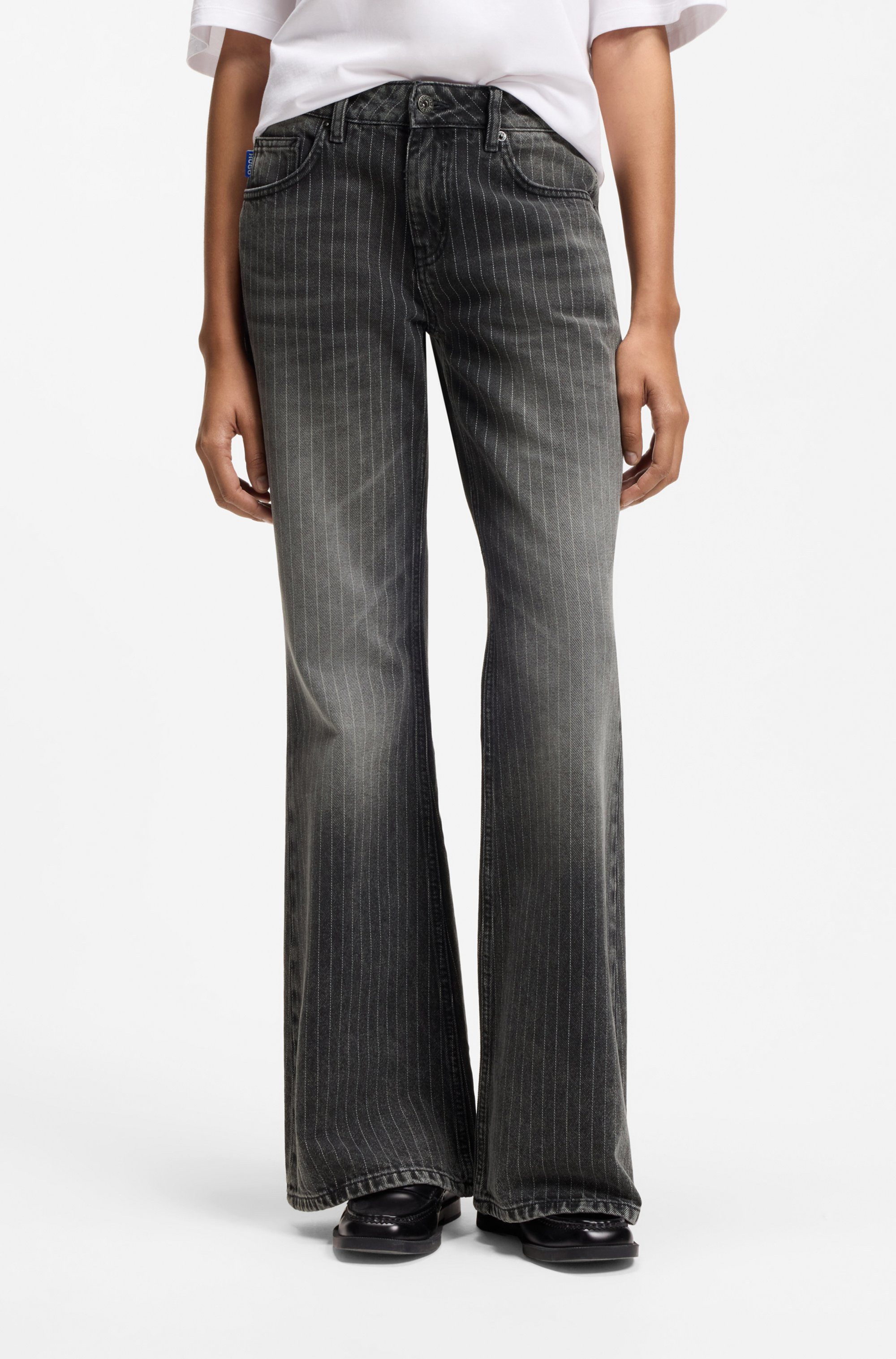 HUGO Bootcut-Jeans Gelissa mit Nadelstreifen, Mid Rise