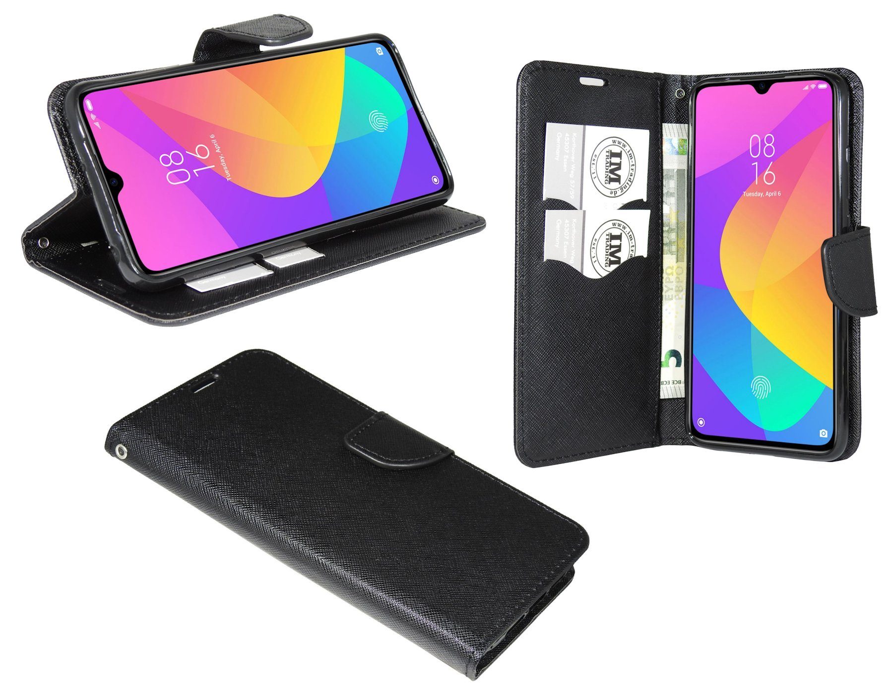 cofi1453 Handyhülle Hülle Tasche für Xiaomi Mi 9 Lite, Kunstleder Schutzhülle Handy Wallet Case Cover mit Kartenfächern, Stan