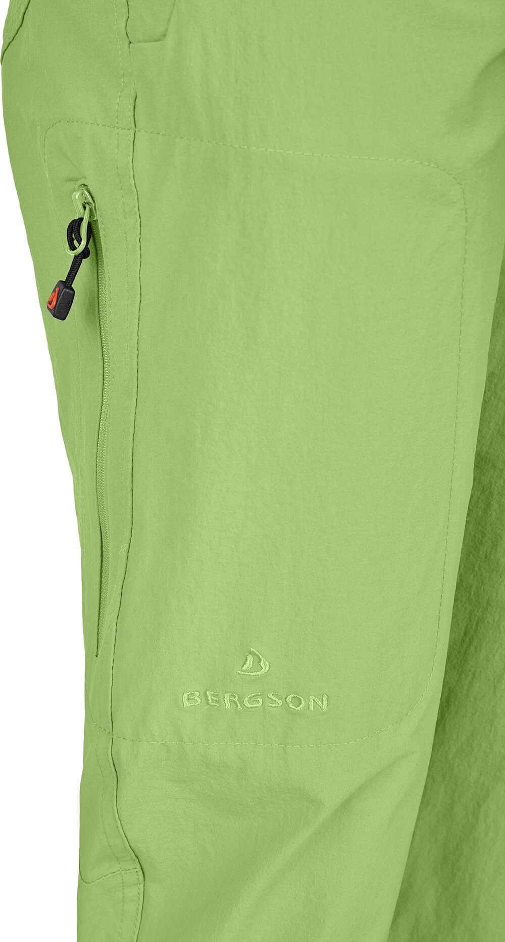 Bergson Outdoorhose AKKA Vario Capri komfortabel, hell 3/4 elastisch, Damen Normalgrößen, sportlich, grün Wanderhose, (slim)
