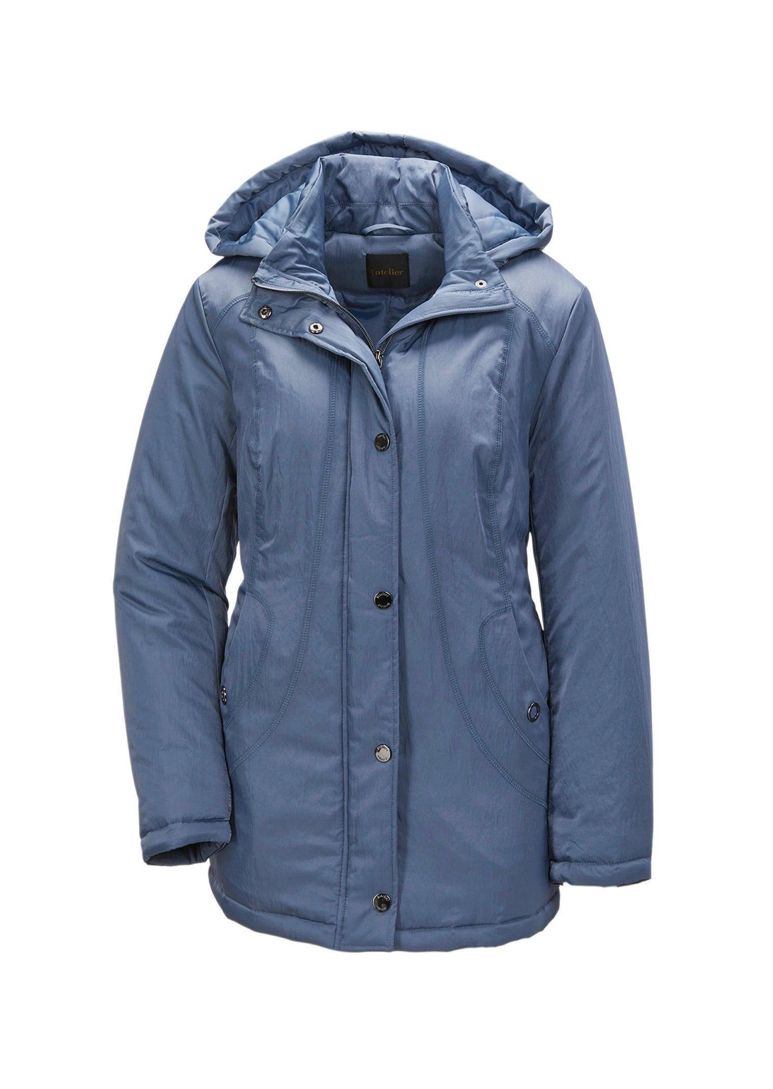 in GOLDNER Winterjacke Jacke Crashstruktur Kapuze mit rauchblau dezenter