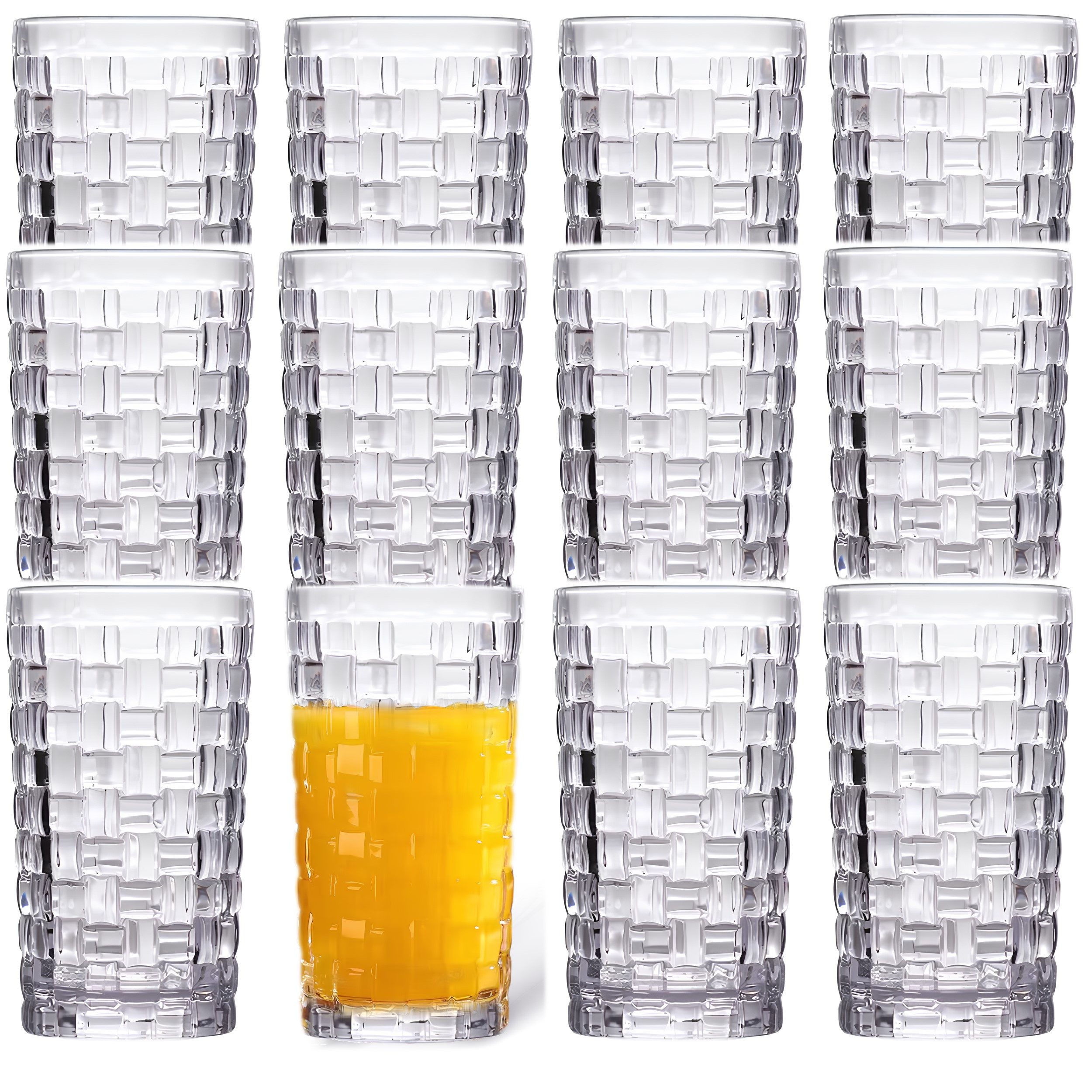 EsinHome Стекло-Set Wasserglas Saftgläser Trinkglas Cocktail glas Longdrinkgläser, Glas, 330 ml, 12er-Set