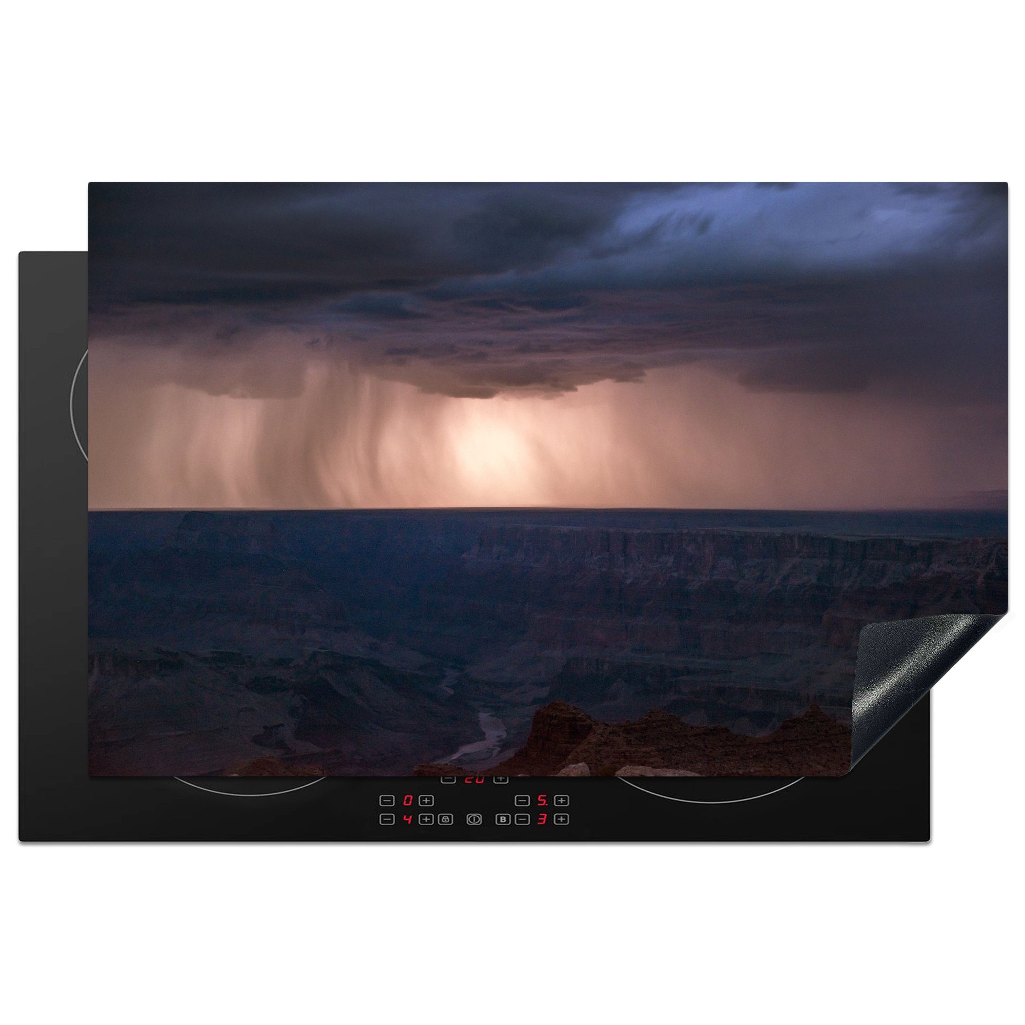 MuchoWow Herdblende-/Abdeckplatte Monsunregen und Gewitter über dem Grand Canyon, Vinyl, (1 tlg), 81x52 cm, Induktionskochfeld Schutz für die küche, Ceranfeldabdeckung