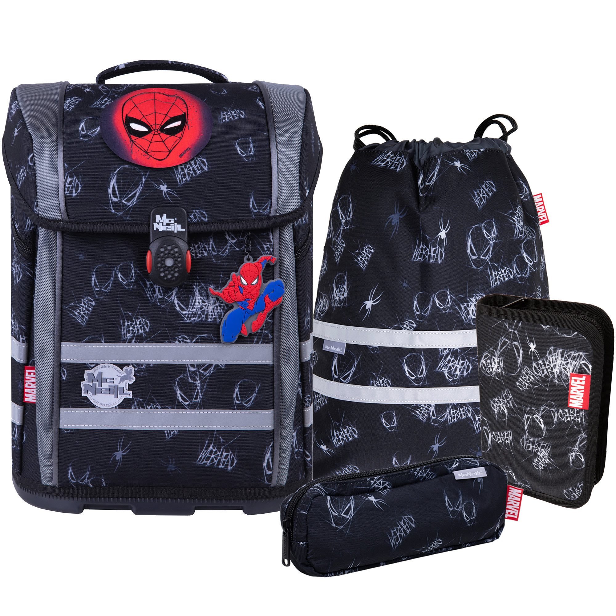 Schulranzen Perfecto Spider-Man 5tlg. Disney Schulranzen ergonomisch ClickFlex