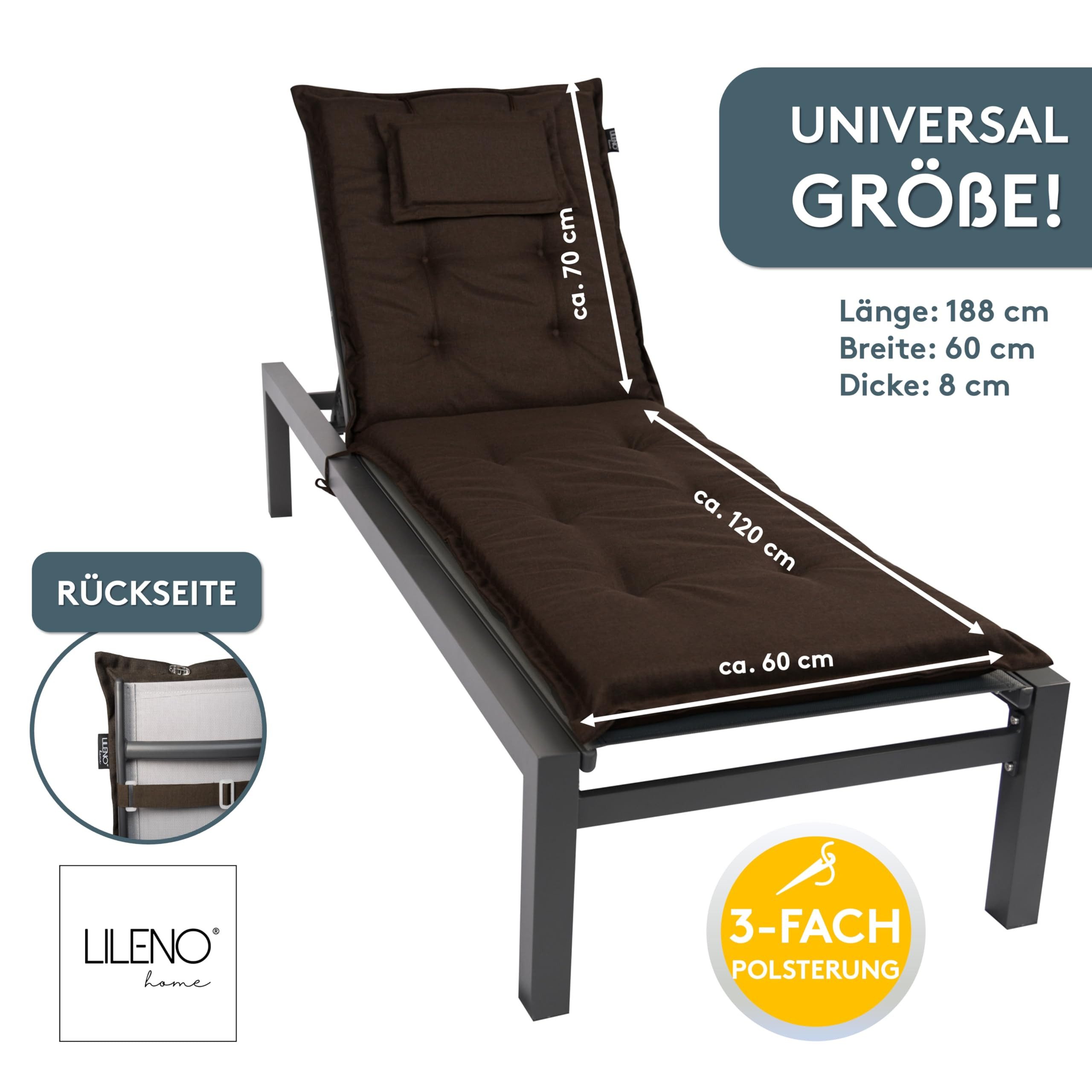 LILENO HOME Liegenauflage perfekt für Strandliegen, Sonnenliege Auflage, Gartenliege Auflage, (1er Set), Polsterauflage Chocolate, Auflagen für Gartenliegen