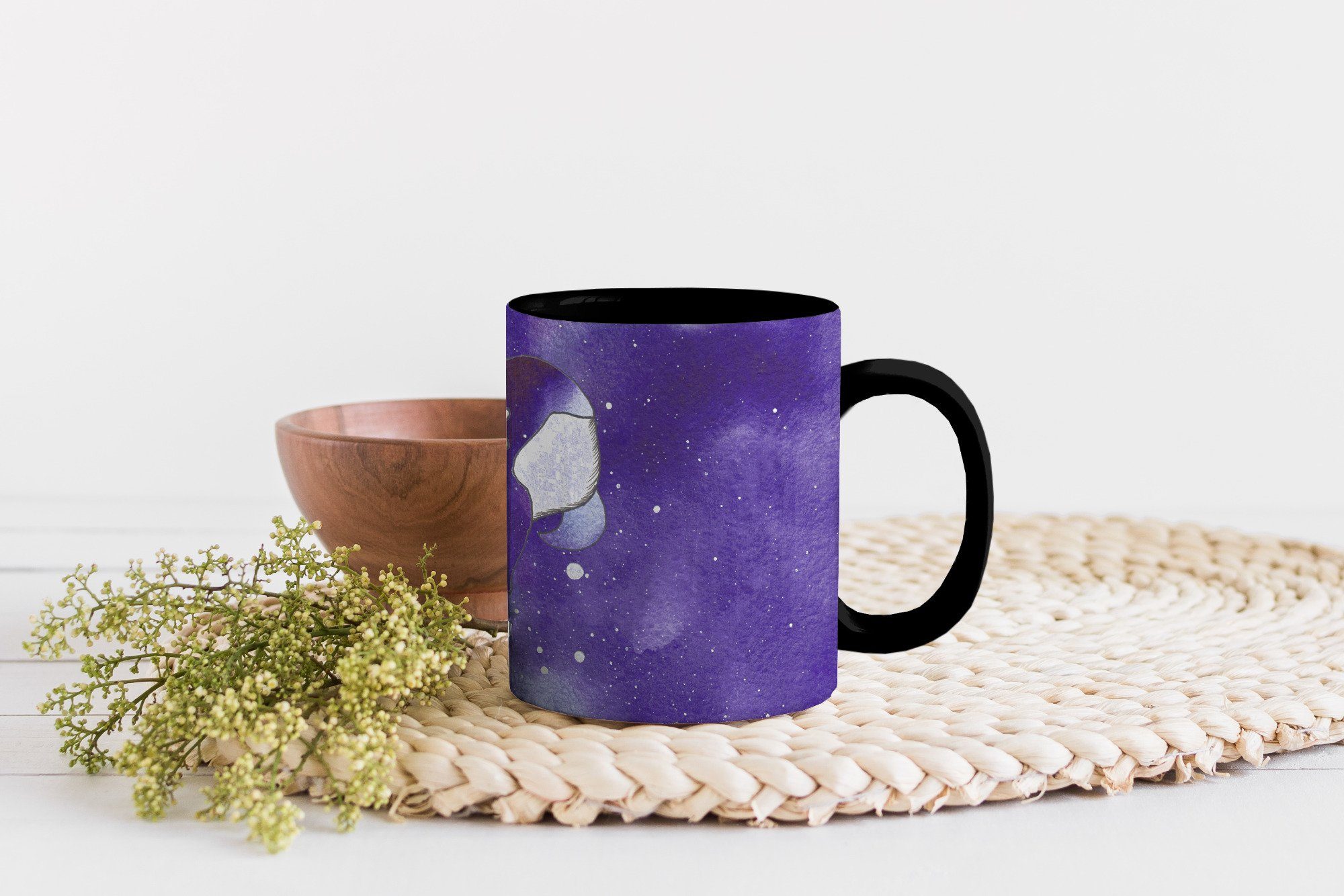 Keramik, Kaffeetassen, Zaubertasse, Orca MuchoWow Violett, Farbwechsel, Tasse Geschenk - - Teetasse, Raumfahrt