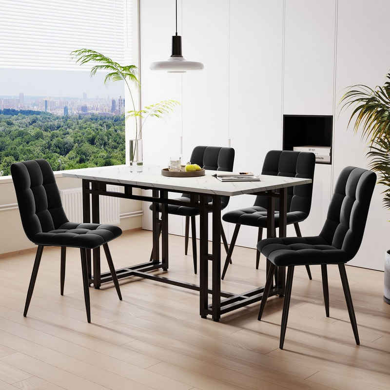 OKWISH Essgruppe Ein Tisch mit vier Stühlen, (Die Länge und Breite des Esstisches betragen 120 x 70 cm, 5-tlg), Küchentisch Set Esszimmerstuhl