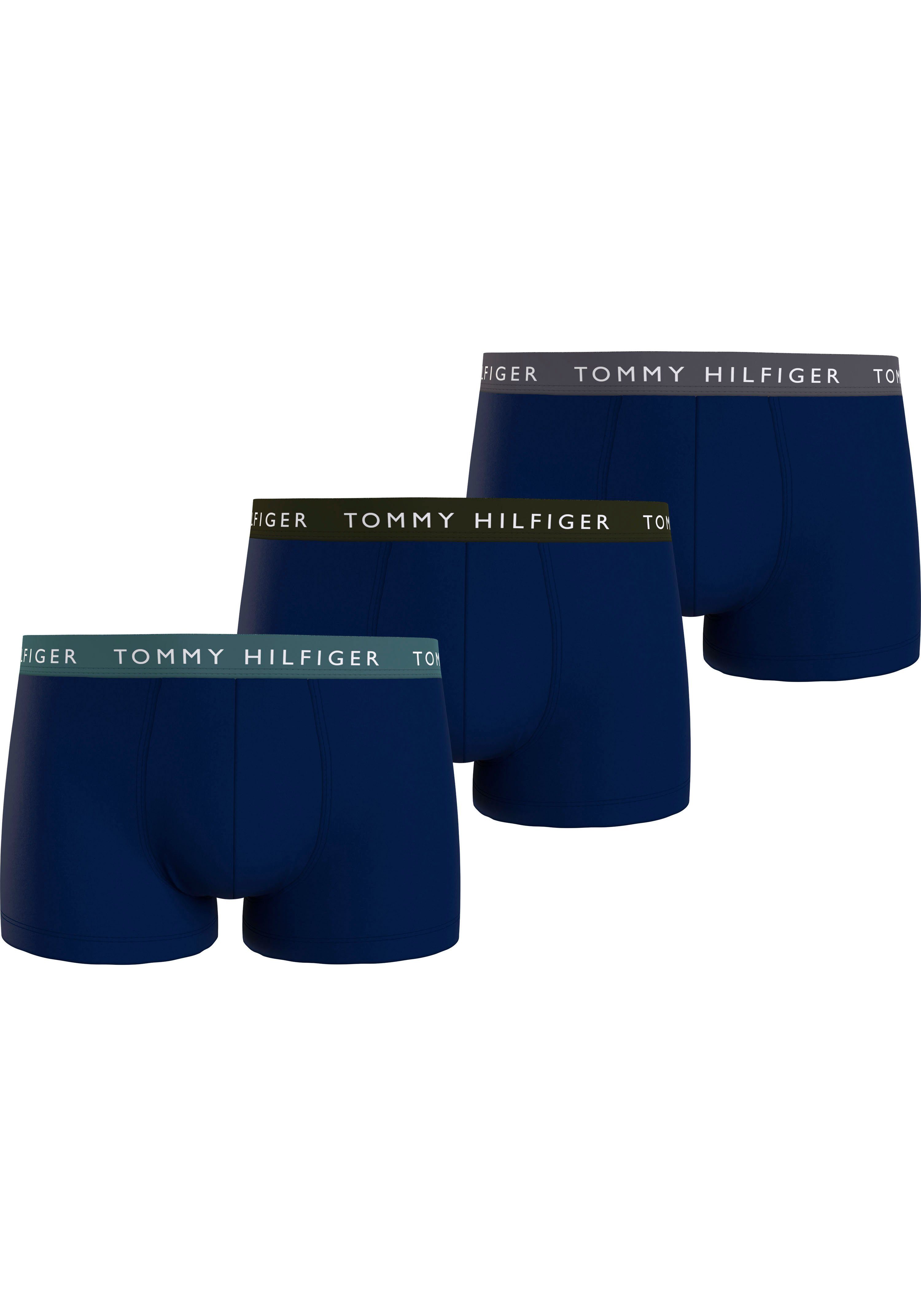 Tommy Hilfiger Underwear Trunk 3P TRUNK WB (Packung, 3-St., 3er-Pack) mit farbig abgesetztem Logo-Elastikbund Frosted Green/Army Green/Dark Ash