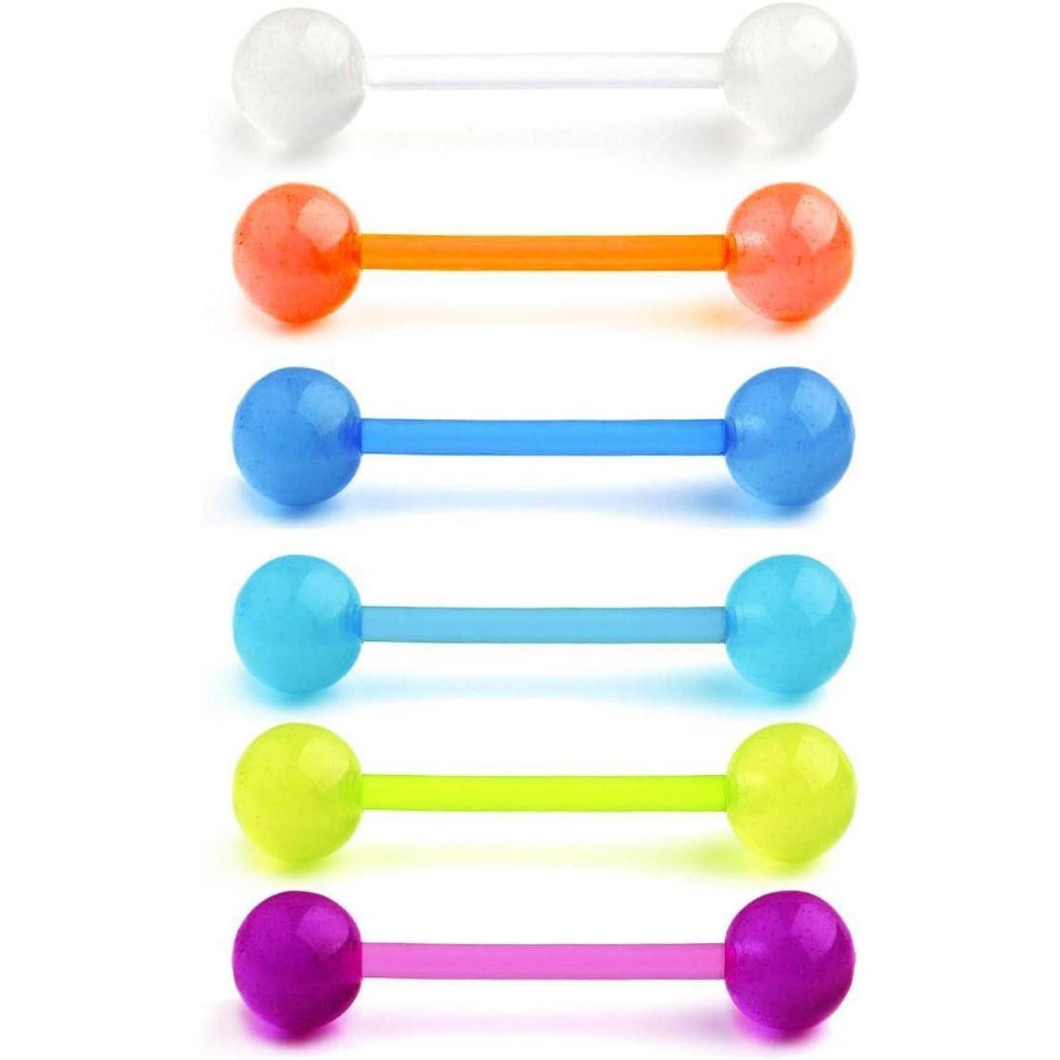 Piercing-Set 6stk Zungenpiercing Barbell Leuchtend im Dunkeln Kunststoff