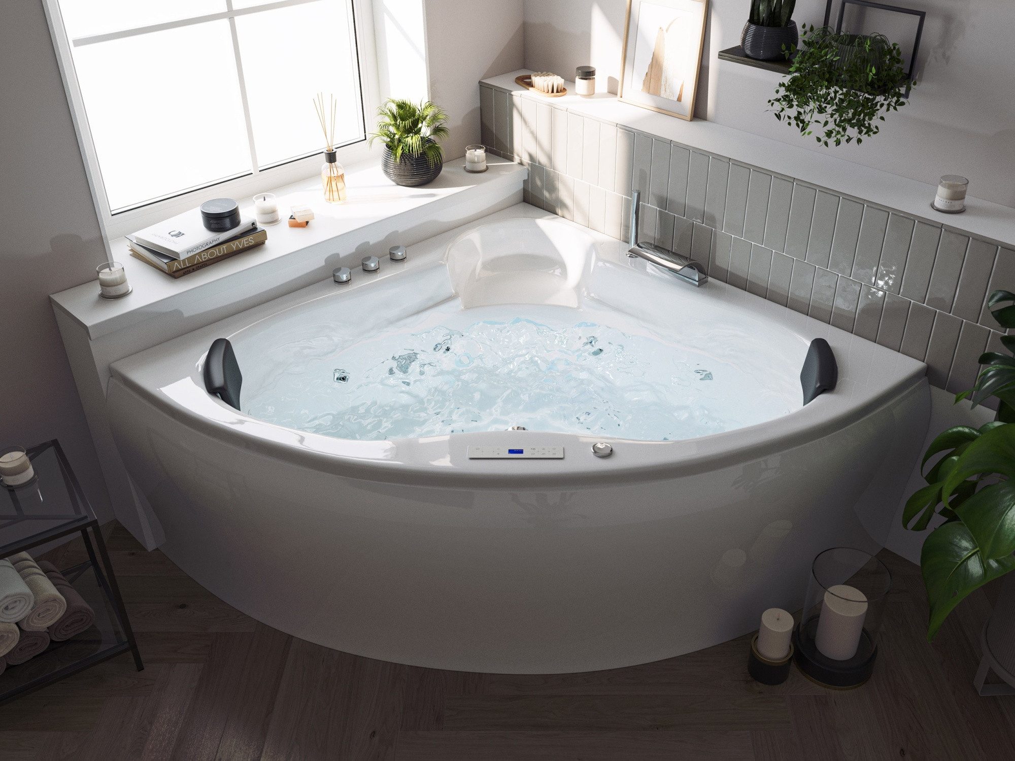 Magnolia Home Whirlpool Eck Whirlpool Selene 140x140x59 Made in Germany 22 Düsen mit Armatur