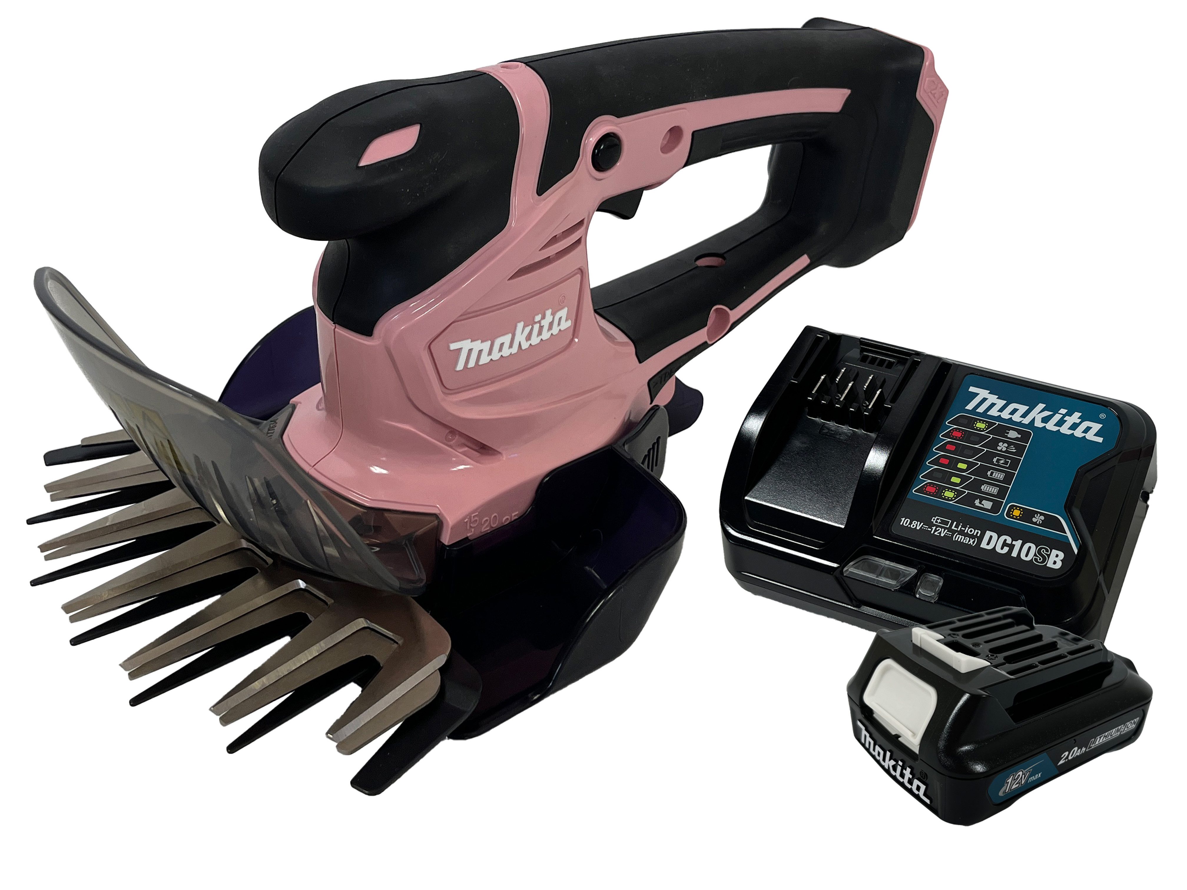 Makita Akku-Grasschere UM600DSAP, Pink [12 V] inkl. Akku 2 Ah und Ladegerät DC10SB