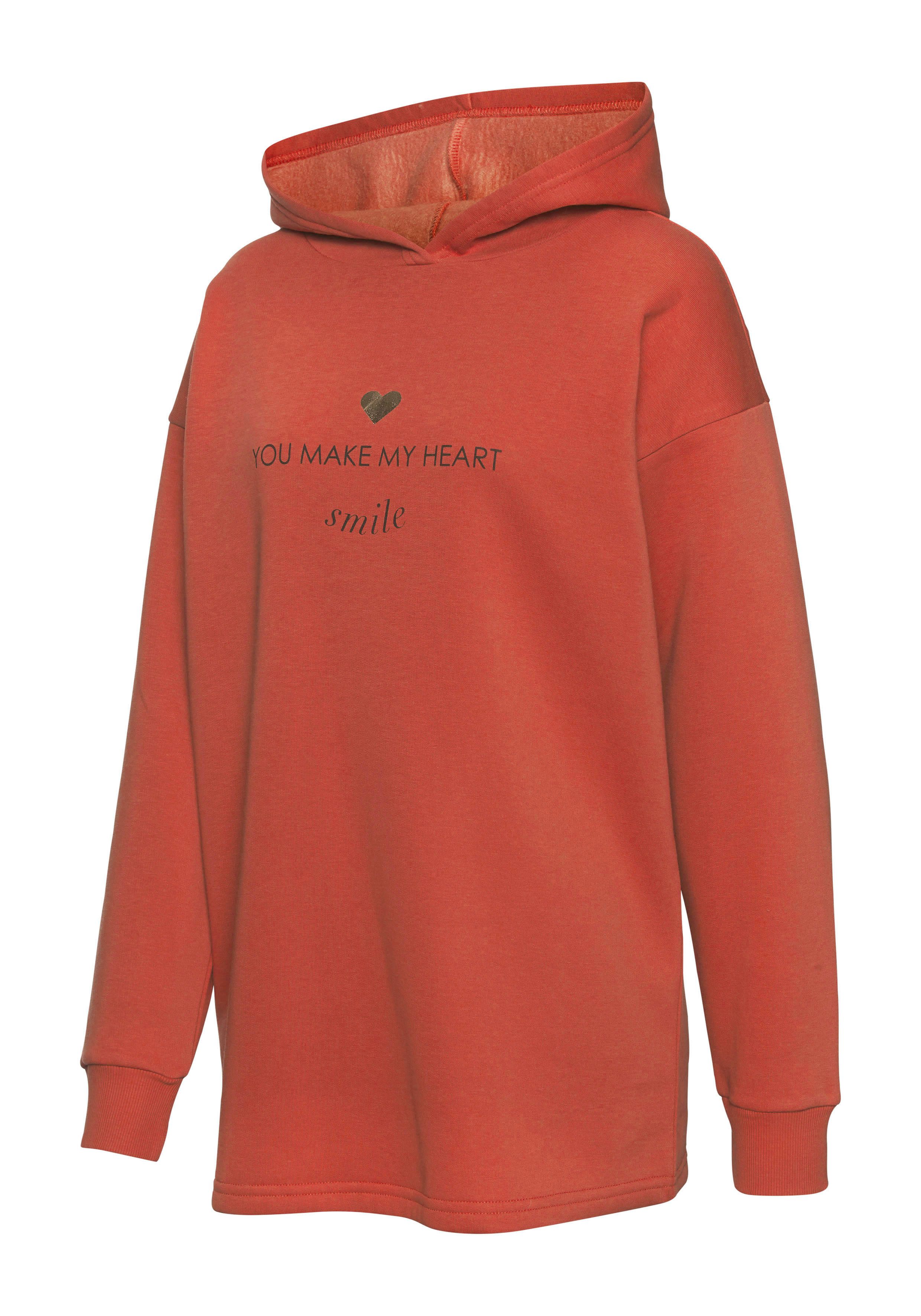 LASCANA Hoodie Lounge-/Kapuzenpullover mit Print vorne, Loungewear