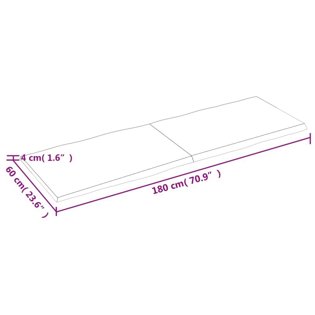 furnicato Tischplatte 180x60x(2-4) cm Massivholz Behandelt (1 Baumkante St)