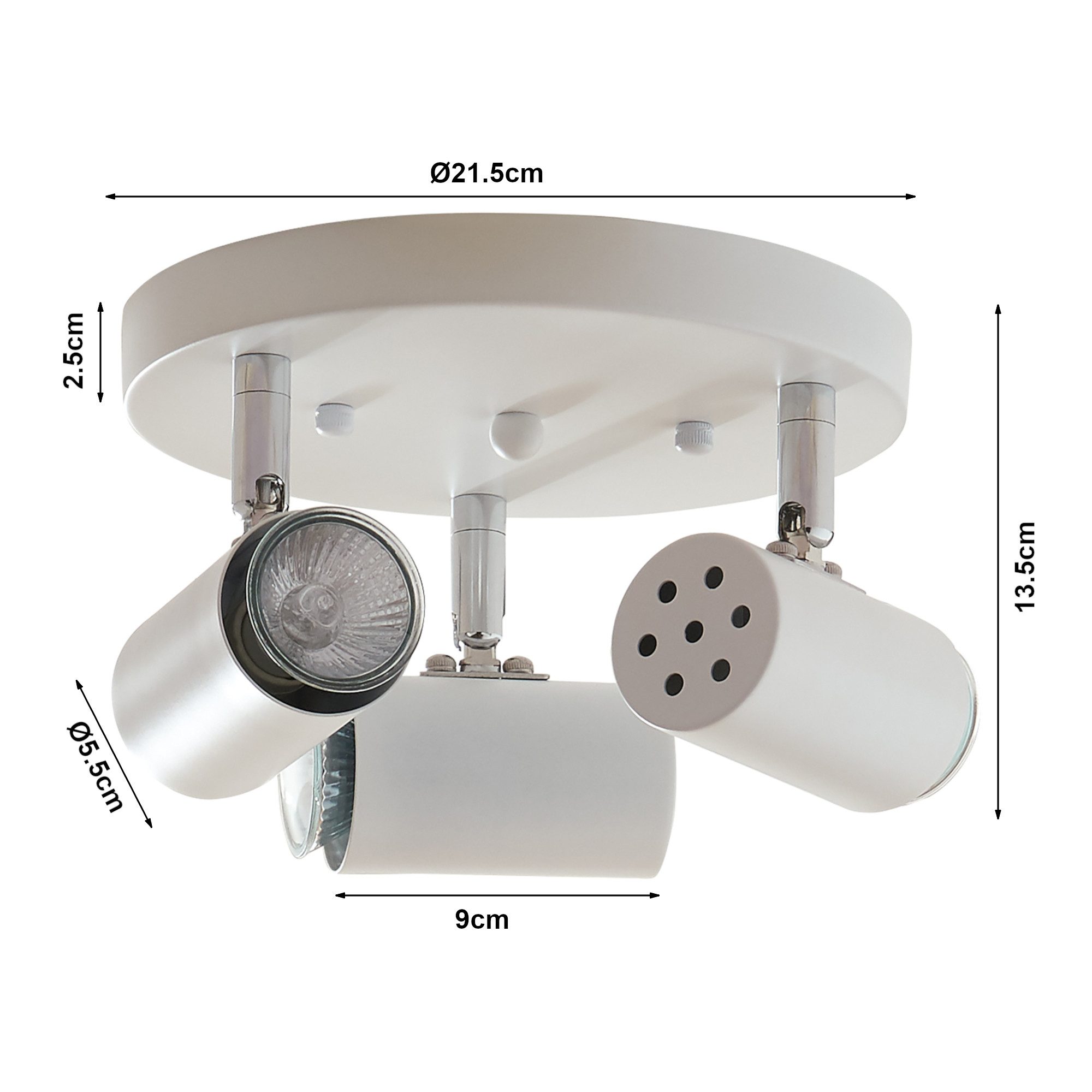lux.pro Deckenspot, schwenkbar, ohne Leuchtmittel, »Bathgate« 3-flammig 13,5 x Ø21,5 cm 3 x GU10 Metall Weiß